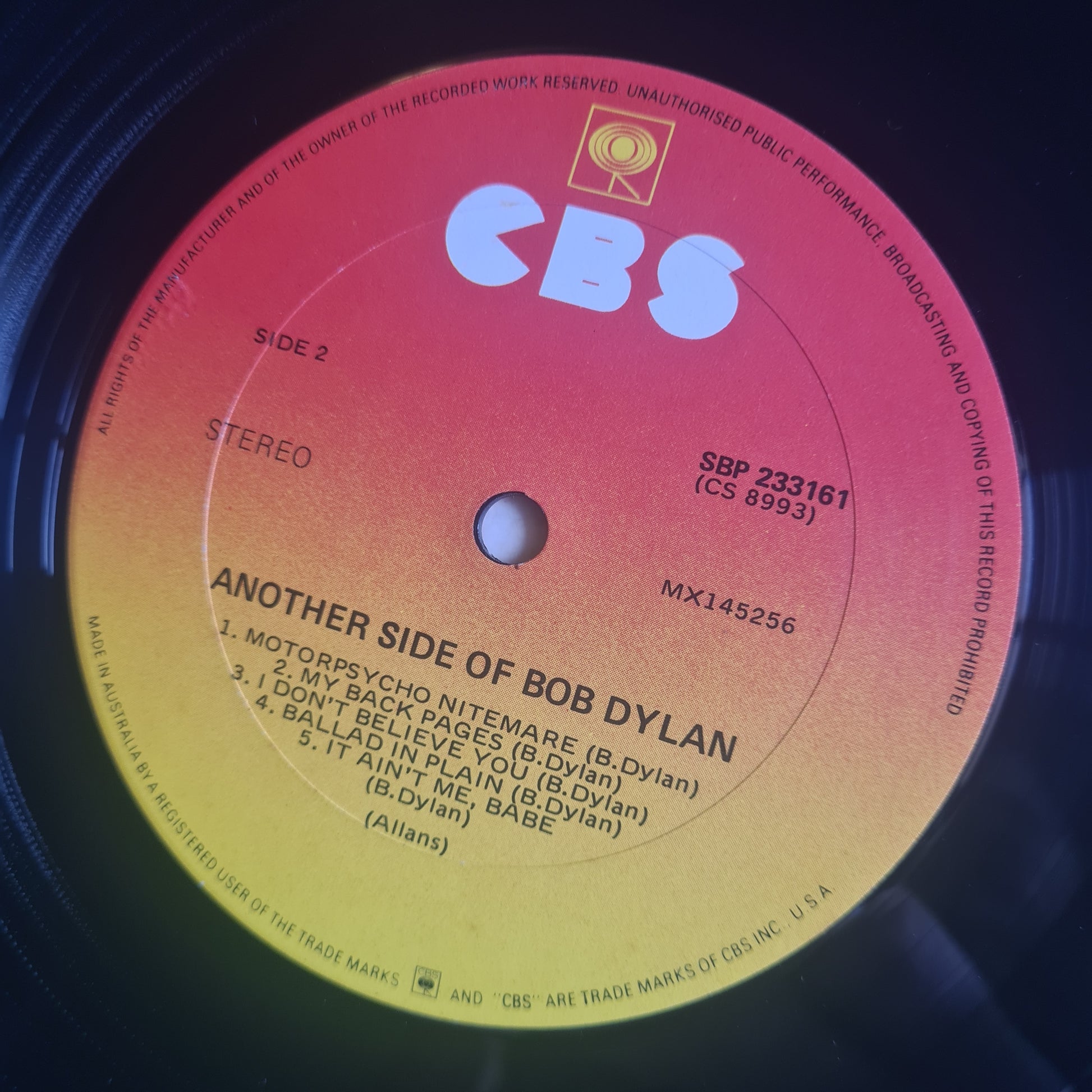 Bob Dylan – Another Side Of Bob Dylan- 1964 (late 70's Australian Pressing) - Vinyl Record LP - Sound Hound Records