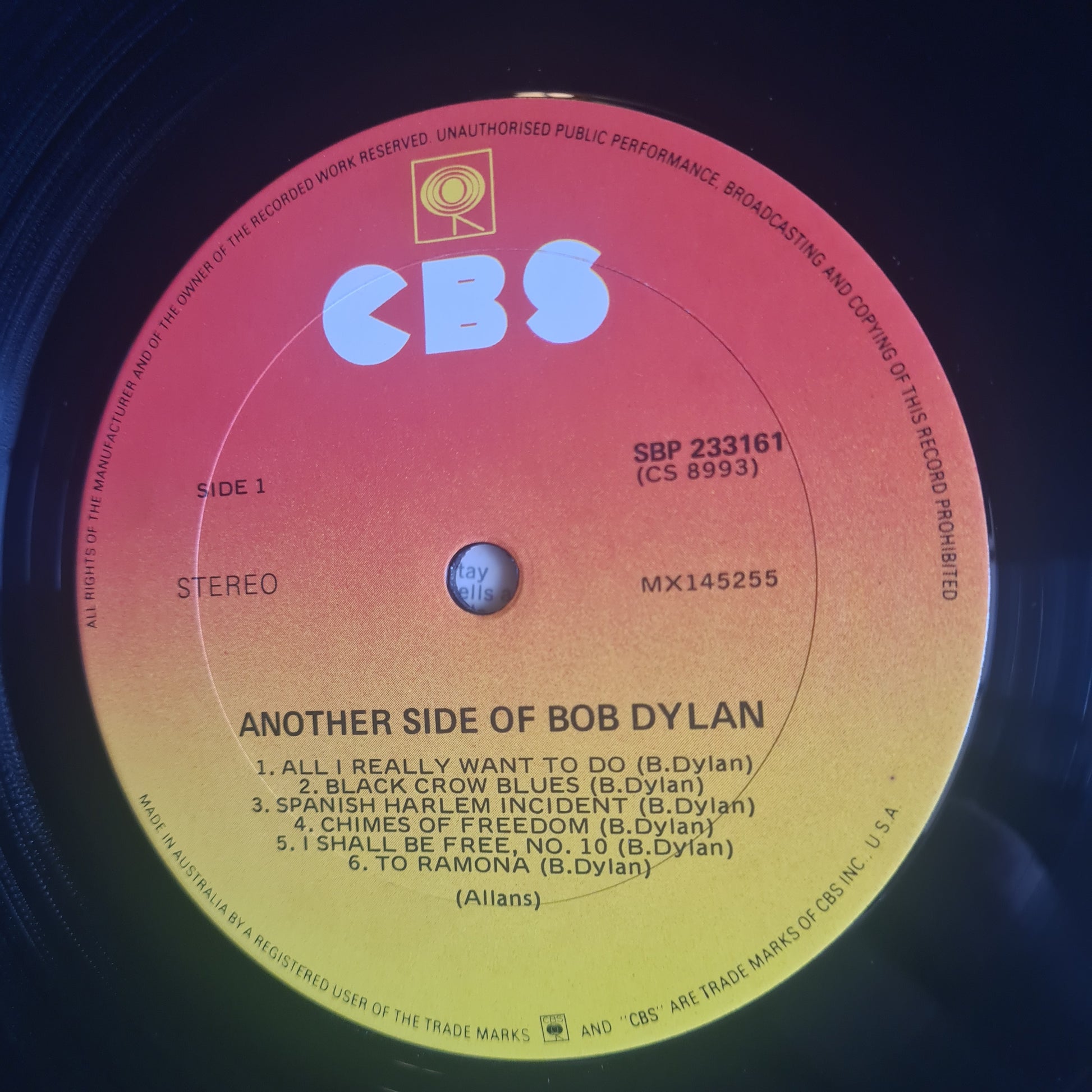 Bob Dylan – Another Side Of Bob Dylan- 1964 (late 70's Australian Pressing) - Vinyl Record LP - Sound Hound Records