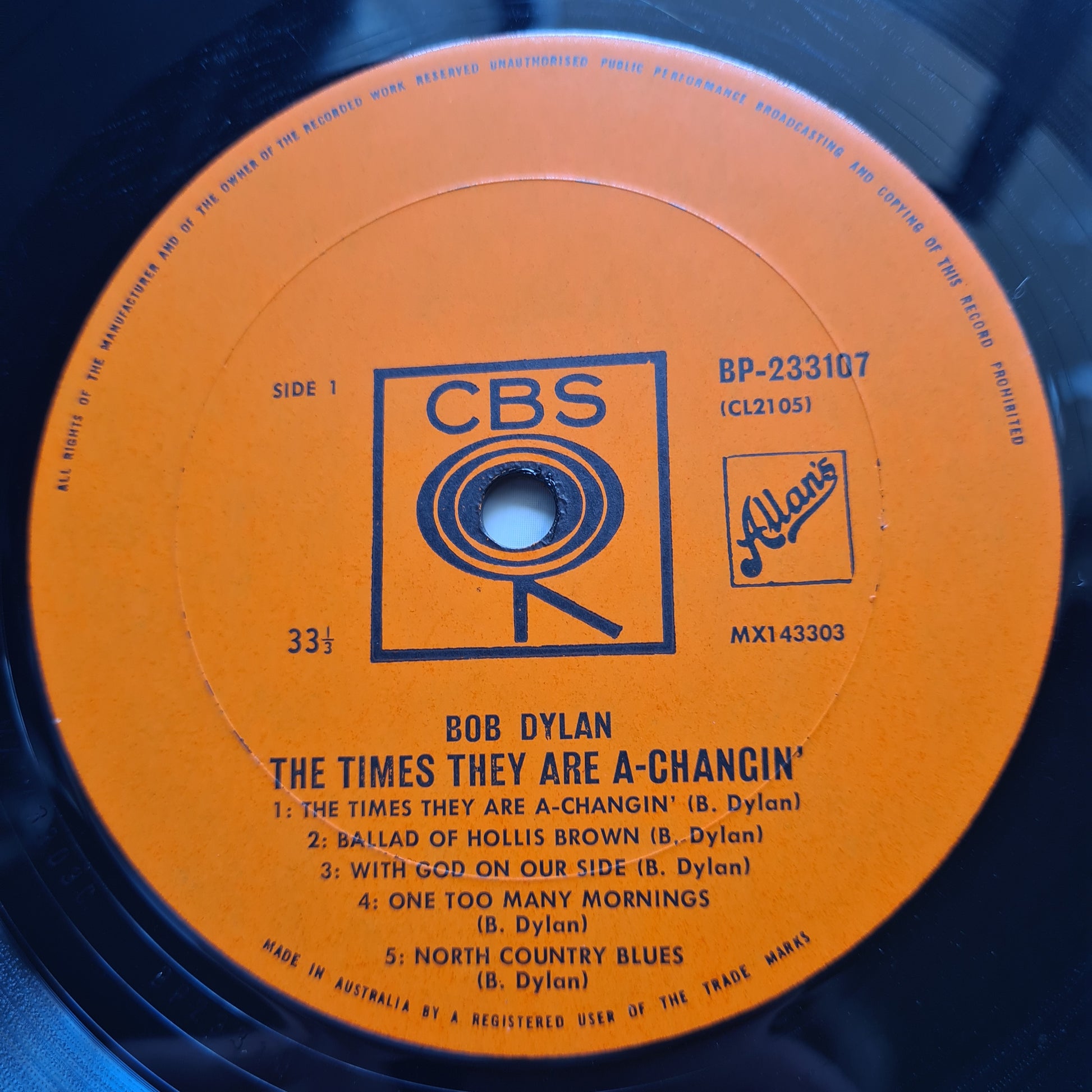 Bob Dylan – The Times They Are A-Changin' (Mono) - 1964 (1st Australian Pressing) - Vinyl Record LP - Sound Hound Records