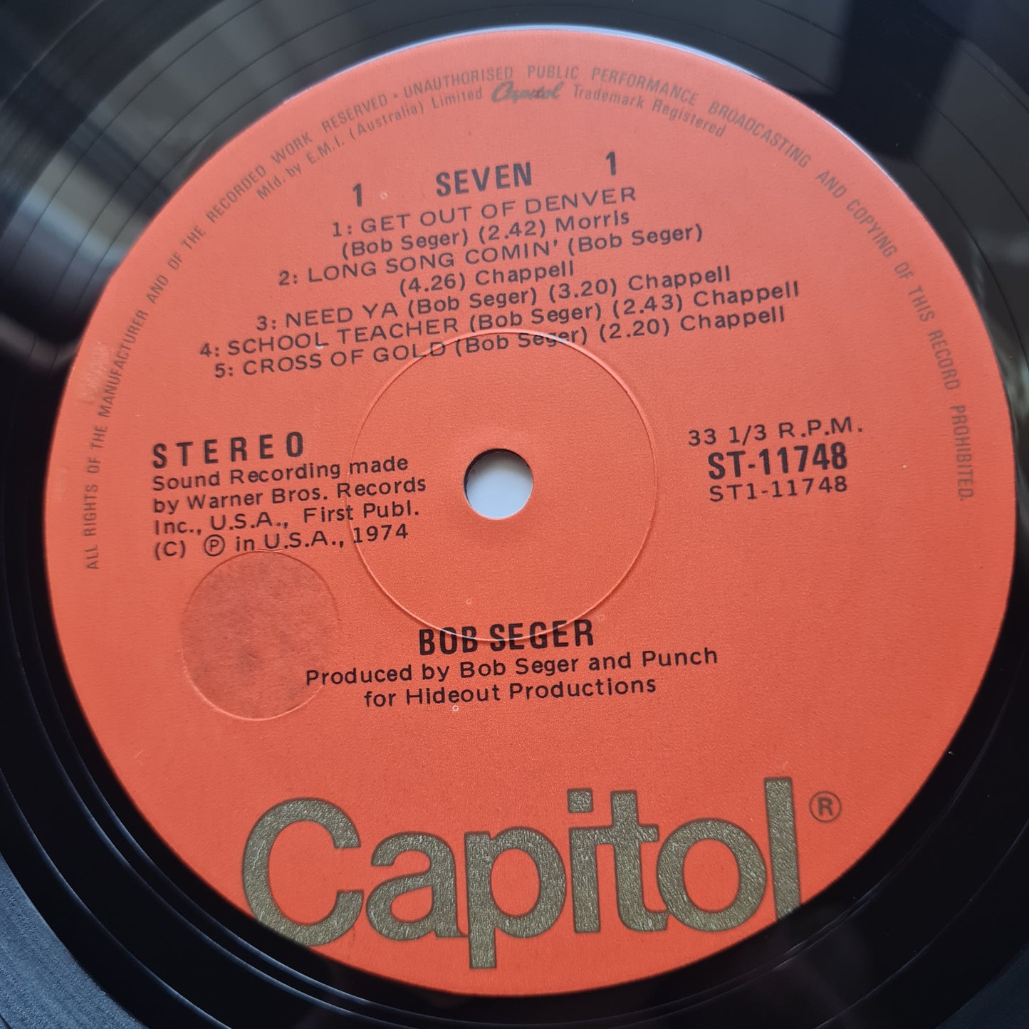 Bob Seger – Seven - 1974 (1978 Australian Pressing) - Vinyl Record LP - Sound Hound Records