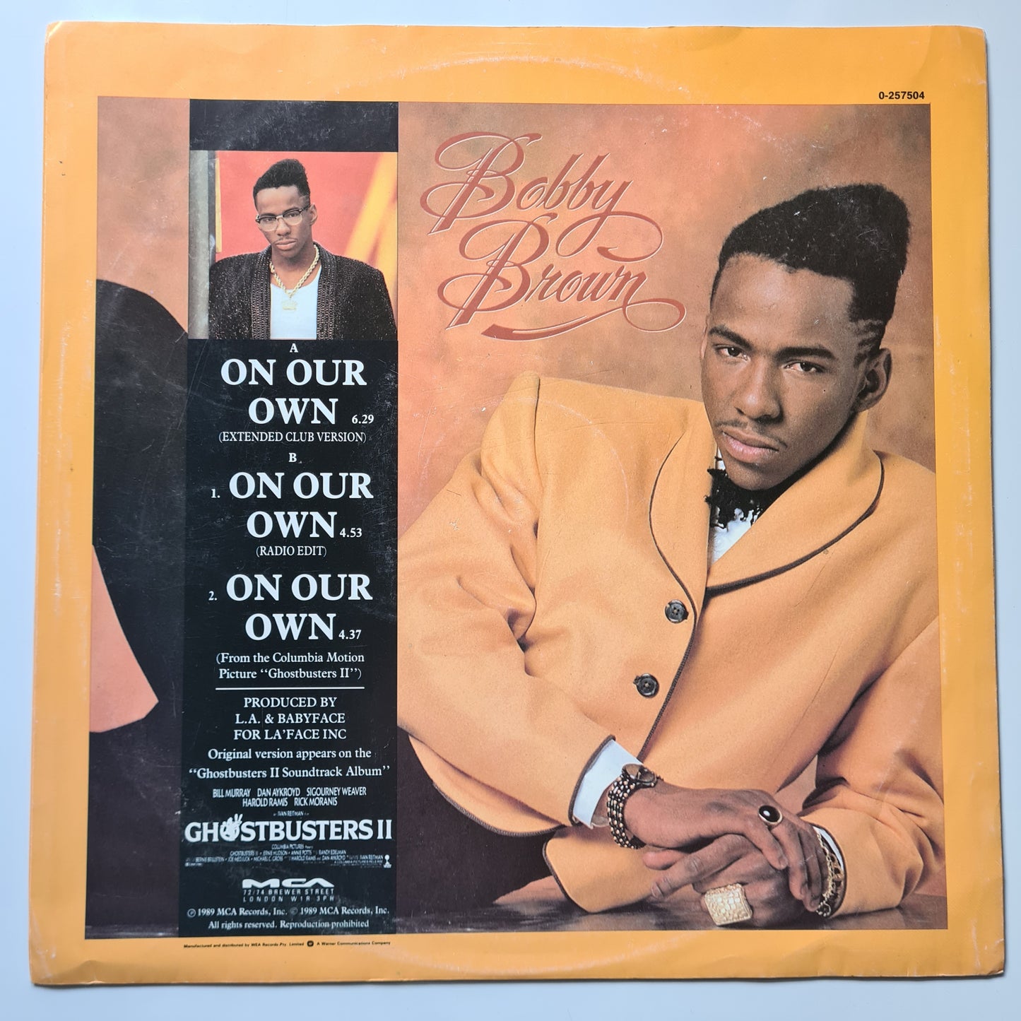 Bobby Brown - On Our Own: Extended Mix (From: Ghostbusters II Original Soundtrack) - 1989 - Vinyl Record 12" Maxi Single - Sound Hound Records