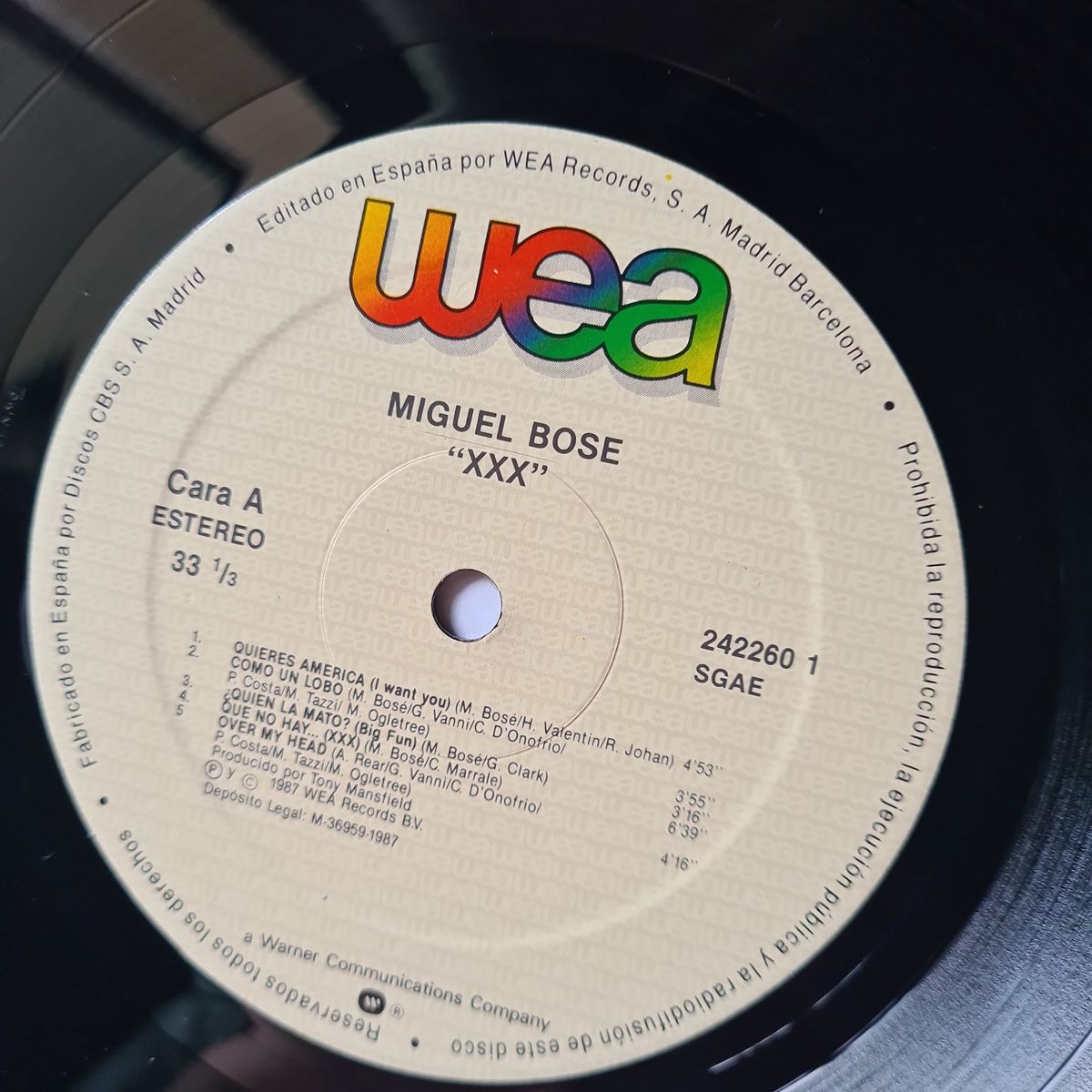 Bosè – XXX - 1987 - Vinyl Record LP