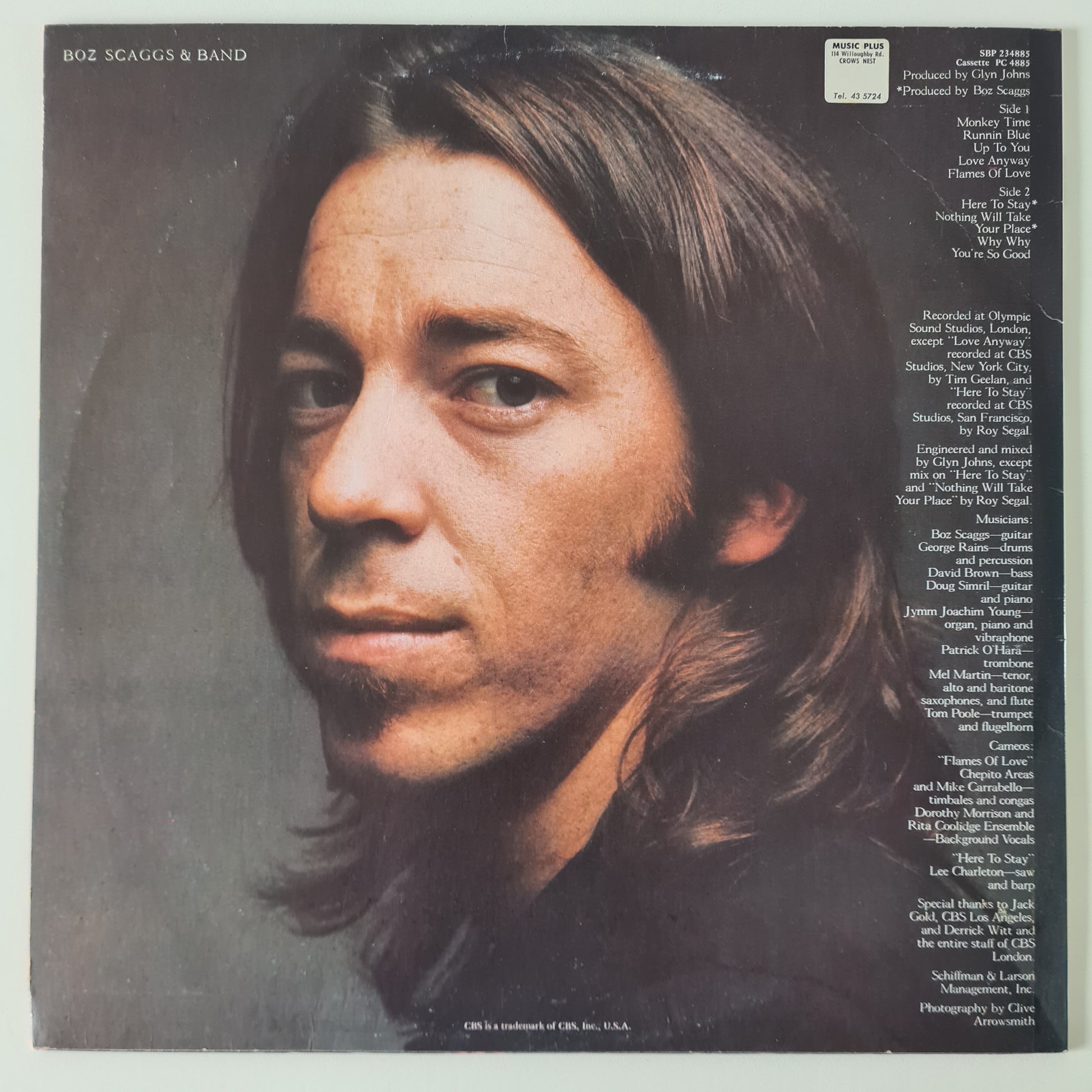 Boz Scaggs & Band – Boz Scaggs & Band- 1971 - Vinyl Record LP - Sound Hound Records