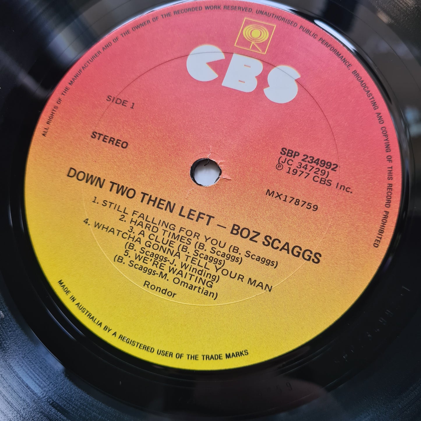 Boz Scaggs – Down Two Then Left - 1977 - Vinyl Record LP (near mint) - Sound Hound Records