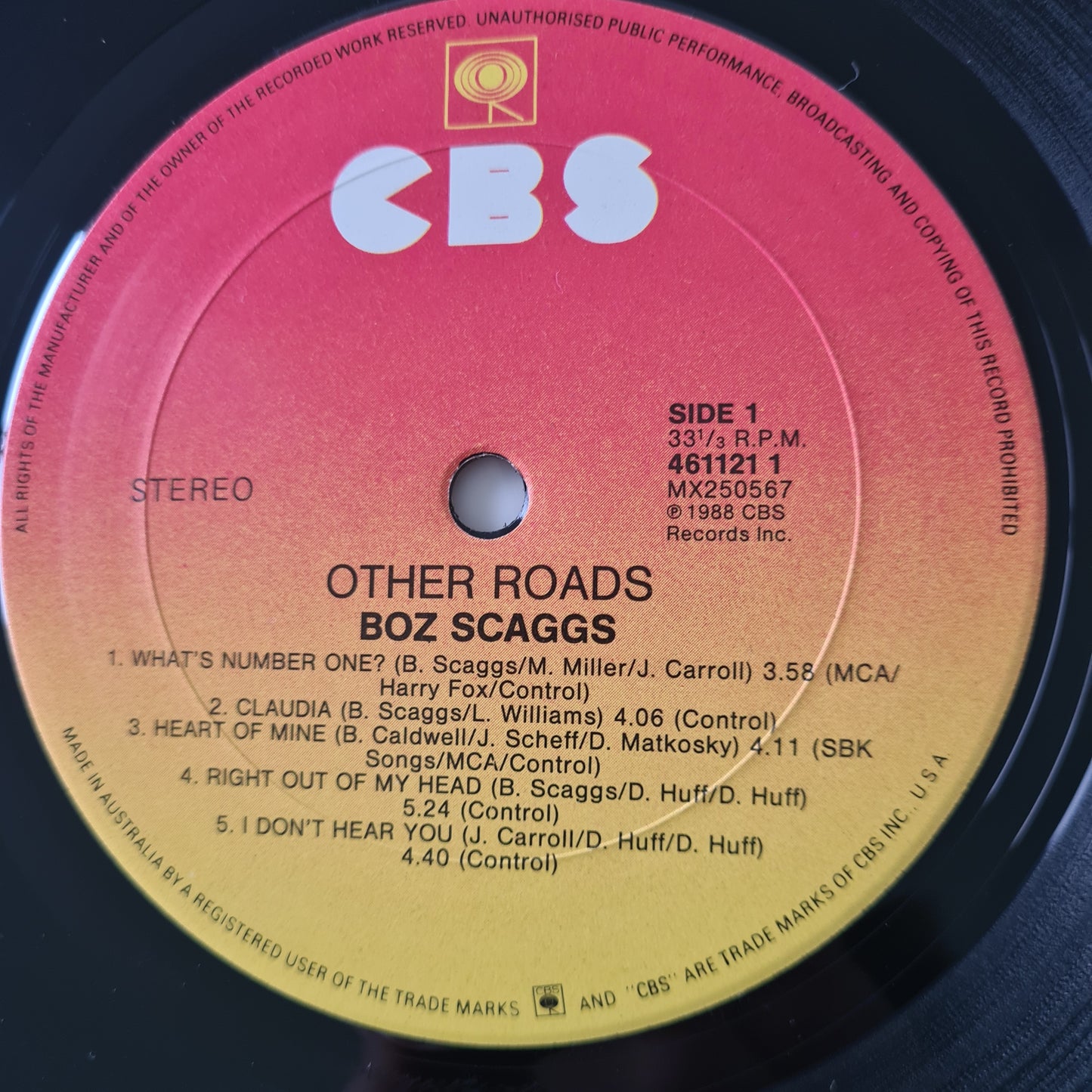 Boz Scaggs – Other Roads - 1988 - Vinyl Record LP - Sound Hound Records