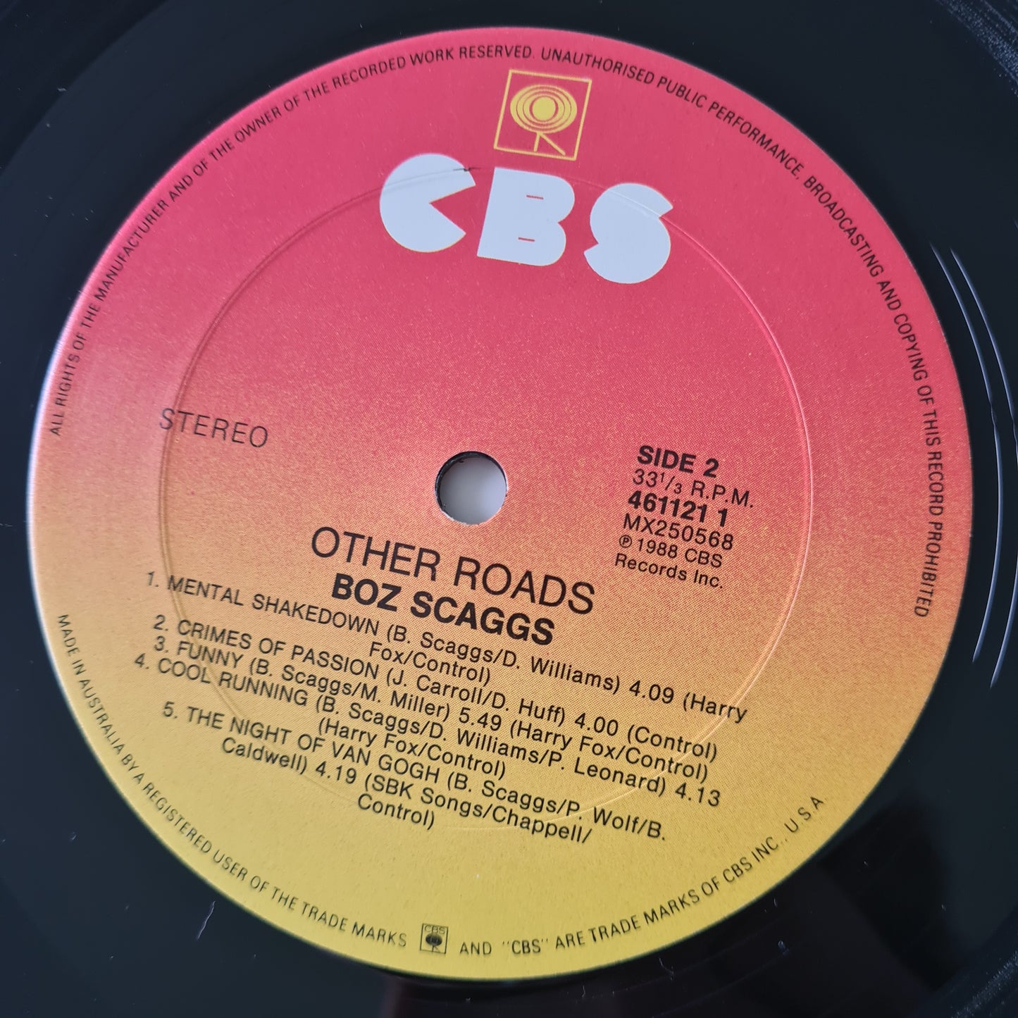 Boz Scaggs – Other Roads - 1988 - Vinyl Record LP - Sound Hound Records