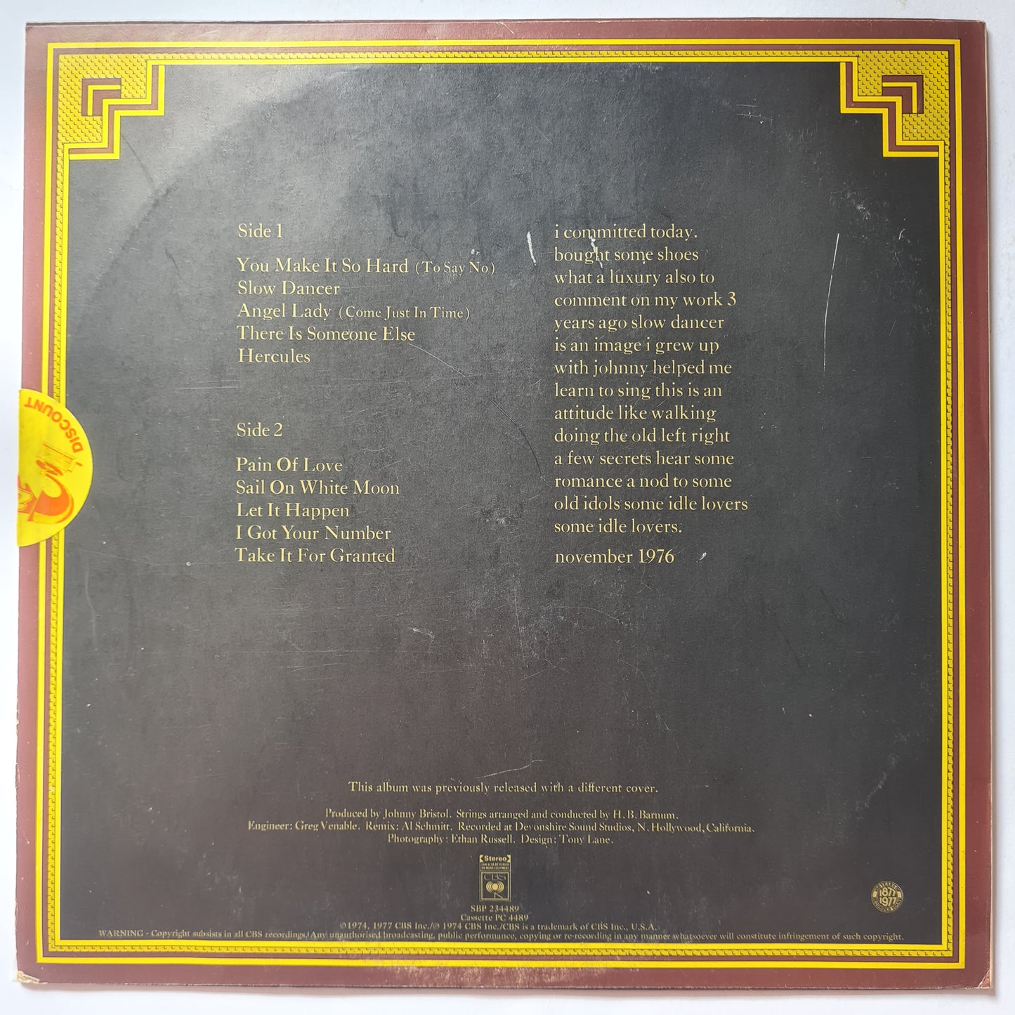 Boz Scaggs – Slow Dancer - 1974 (1977 Australian Pressing) - Vinyl Record LP - Sound Hound Records