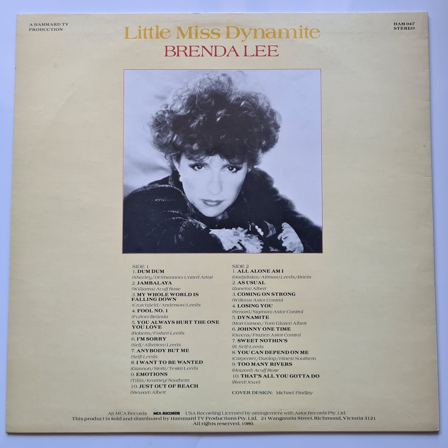 Brenda Lee – Little Miss Dynamite: 20 Golden Greats - 1980 - Vinyl Record LP - Sound Hound Records