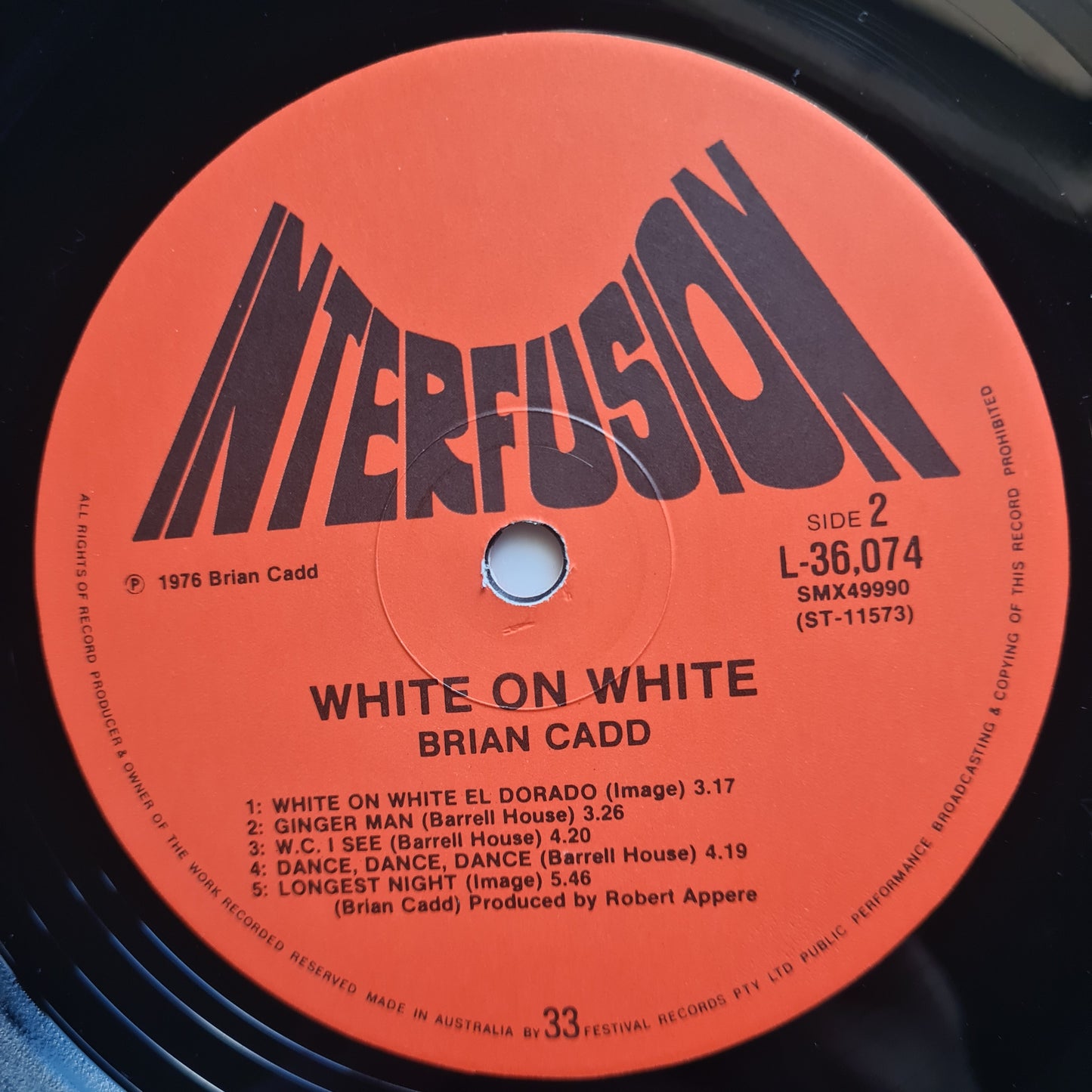 Brian Cadd – White On White - 1976 - Vinyl Record LP - Sound Hound Records