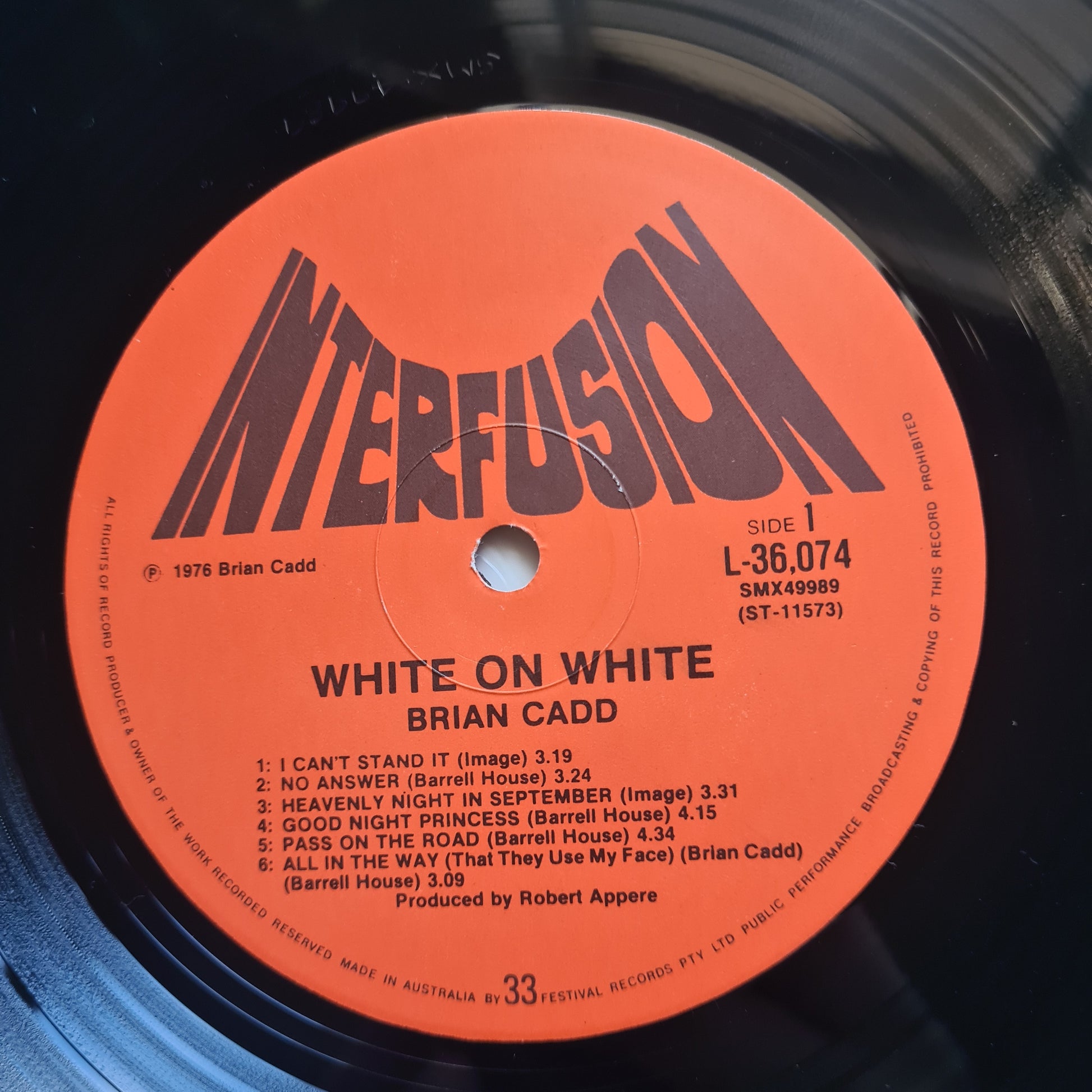 Brian Cadd – White On White - 1976 - Vinyl Record LP - Sound Hound Records