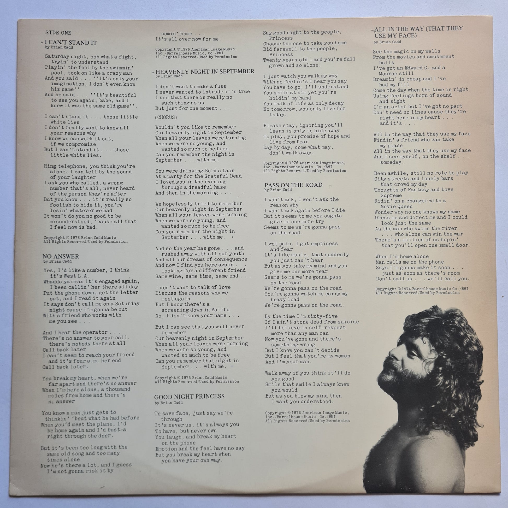 Brian Cadd – White On White - 1976 - Vinyl Record LP - Sound Hound Records