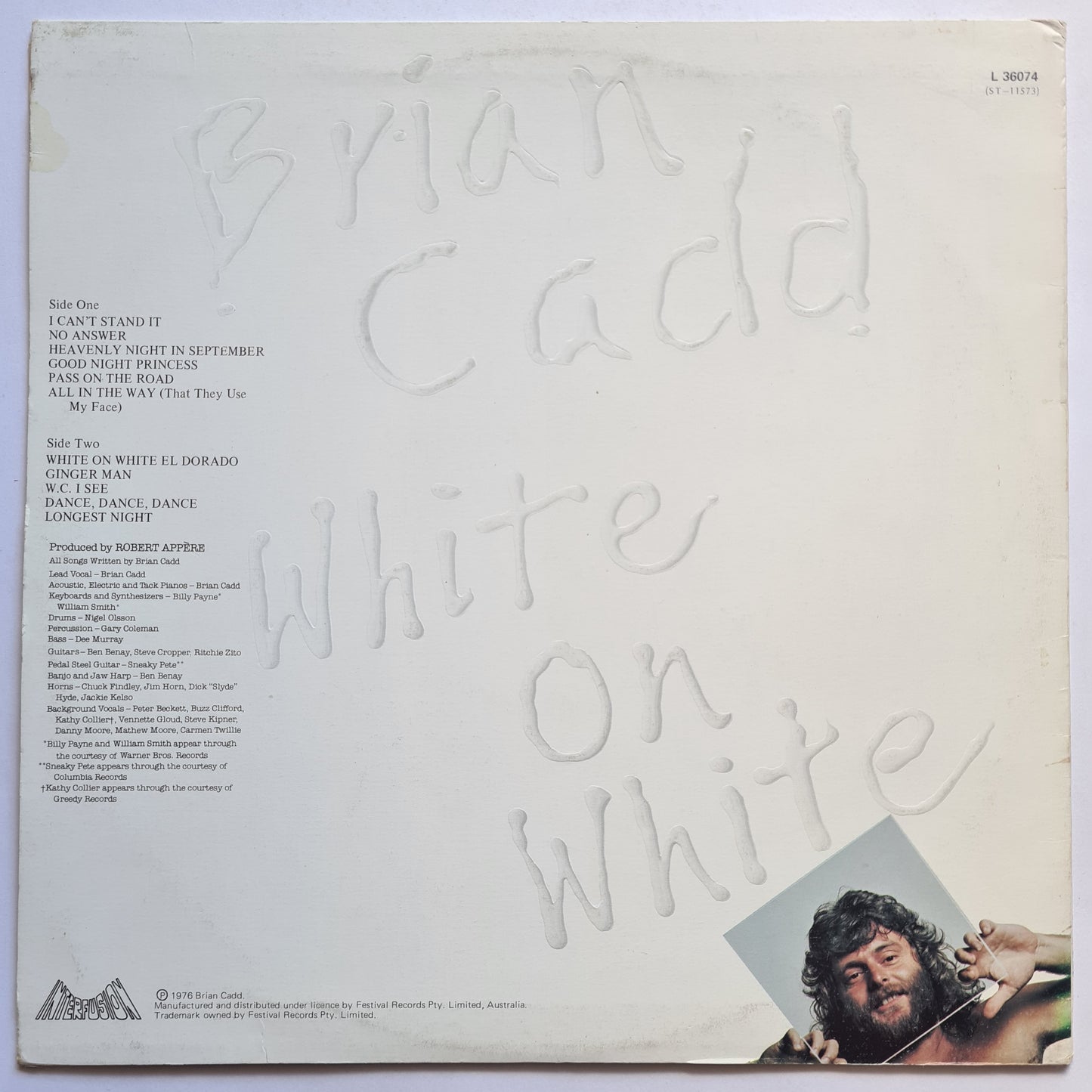 Brian Cadd – White On White - 1976 - Vinyl Record LP - Sound Hound Records