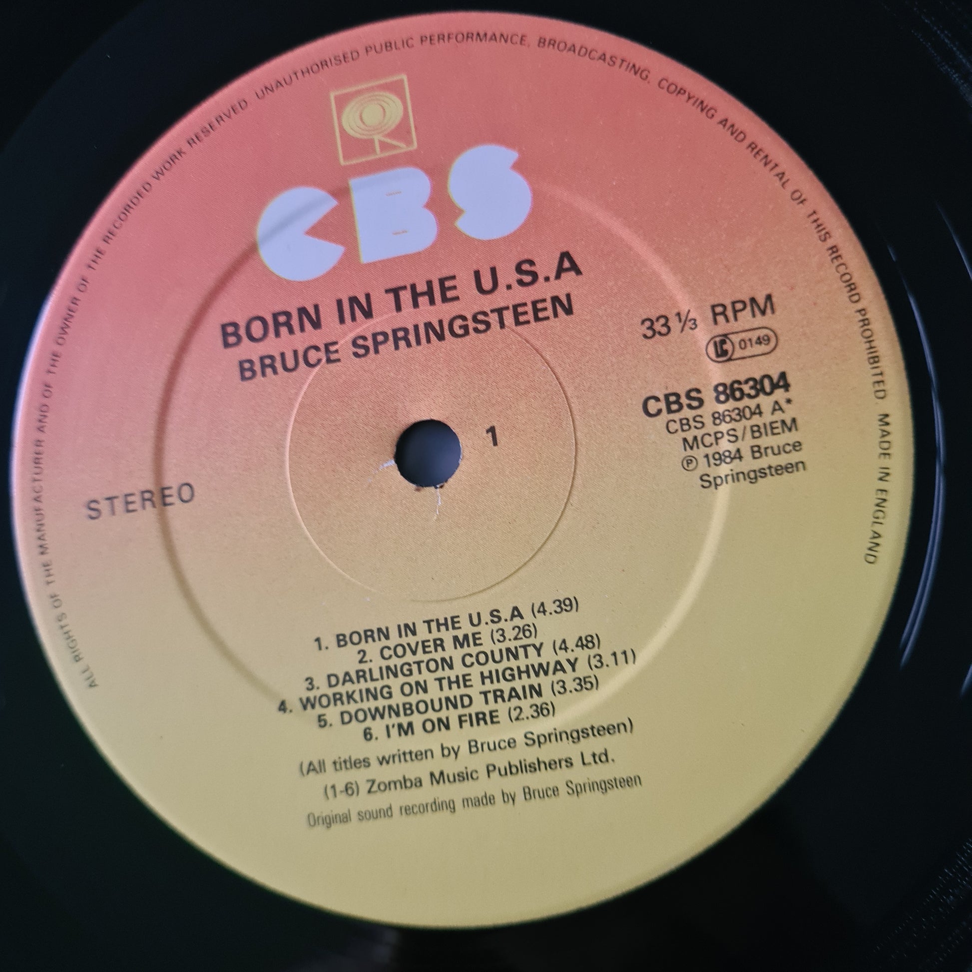 Bruce Springsteen – Born In The USA - 1984 (UK Pressing) - Vinyl Record LP - Sound Hound Records