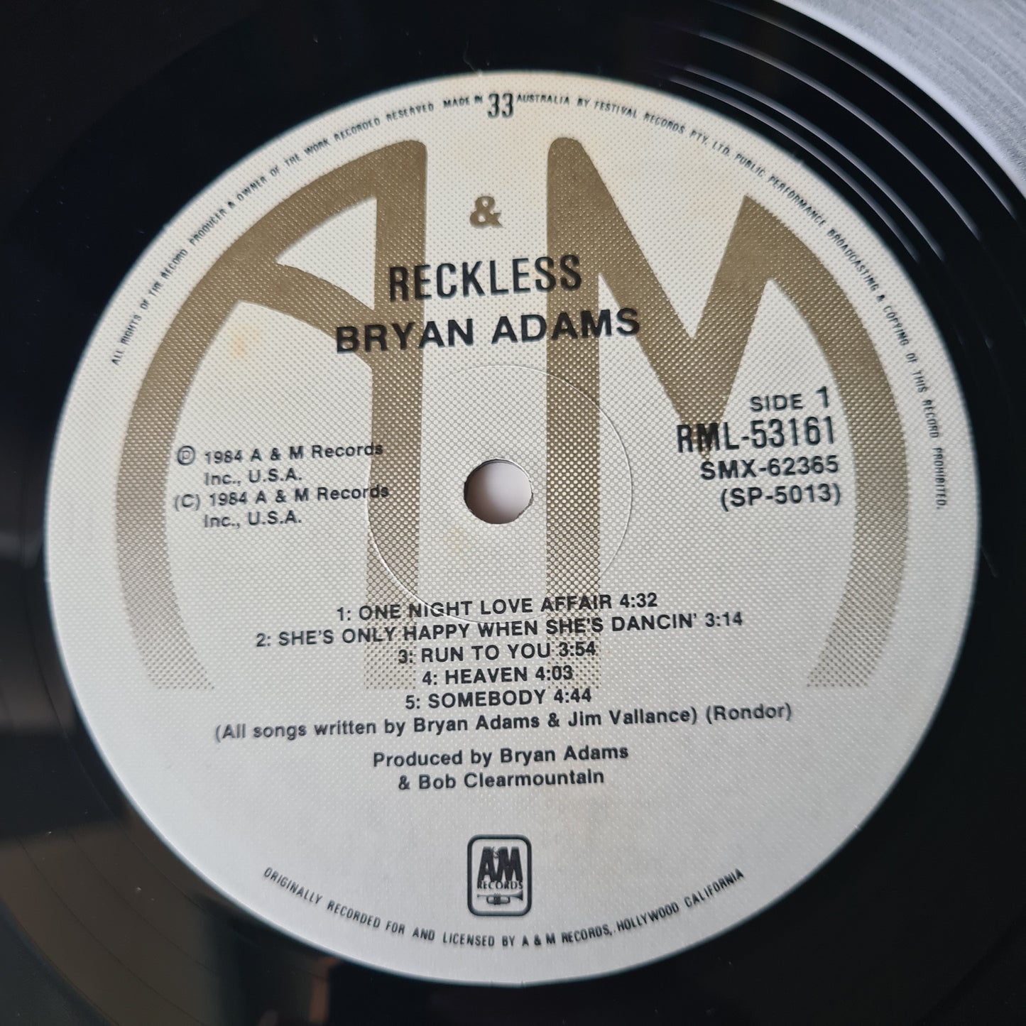 Bryan Adams – Reckless - 1984 - Vinyl Record LP - Sound Hound Records