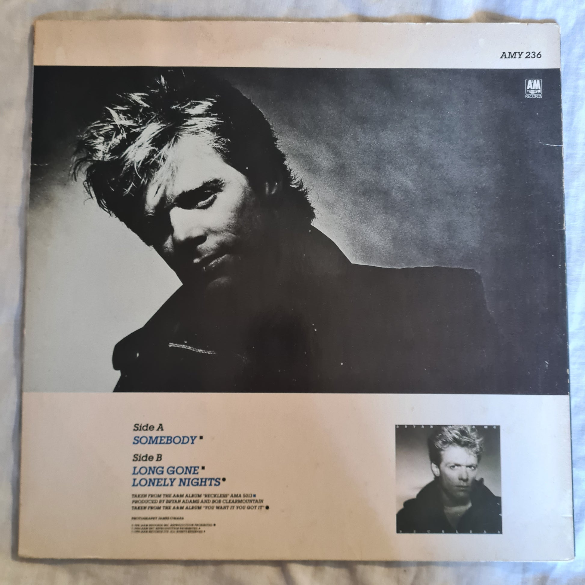 Bryan Adams – Somebody - 1984 (12inch Single with UK Tour Poster) - Vinyl Record Maxi Single - Sound Hound Records