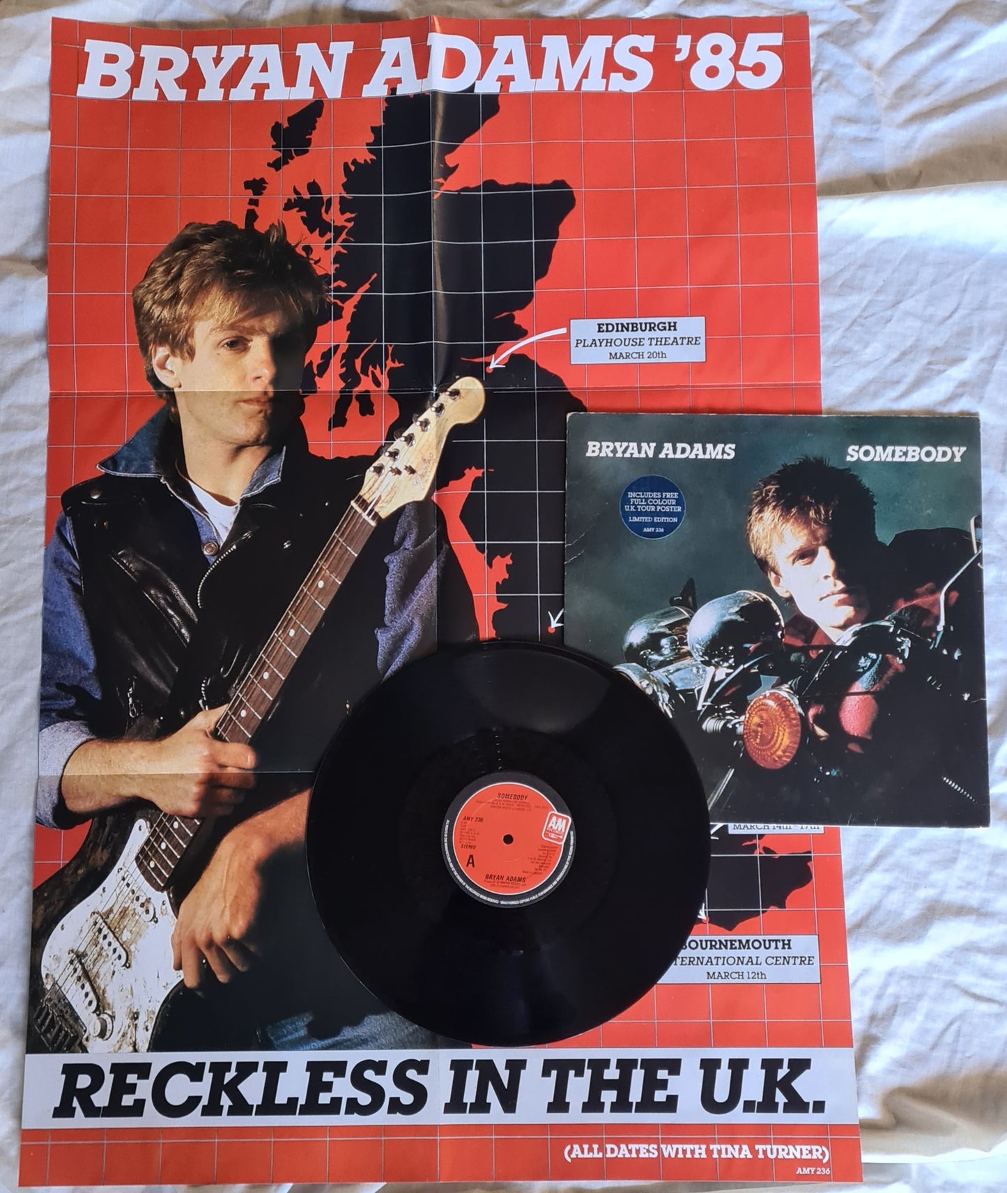 Bryan Adams – Somebody - 1984 (12inch Single with UK Tour Poster) - Vinyl Record Maxi Single - Sound Hound Records