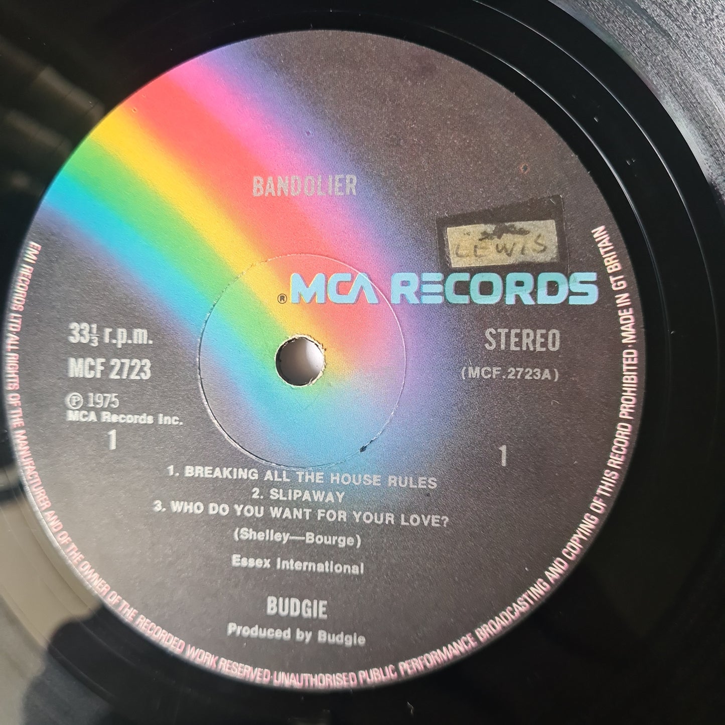 Budgie – Bandolier- 1975 (UK Pressing) - Vinyl Record LP - Sound Hound Records