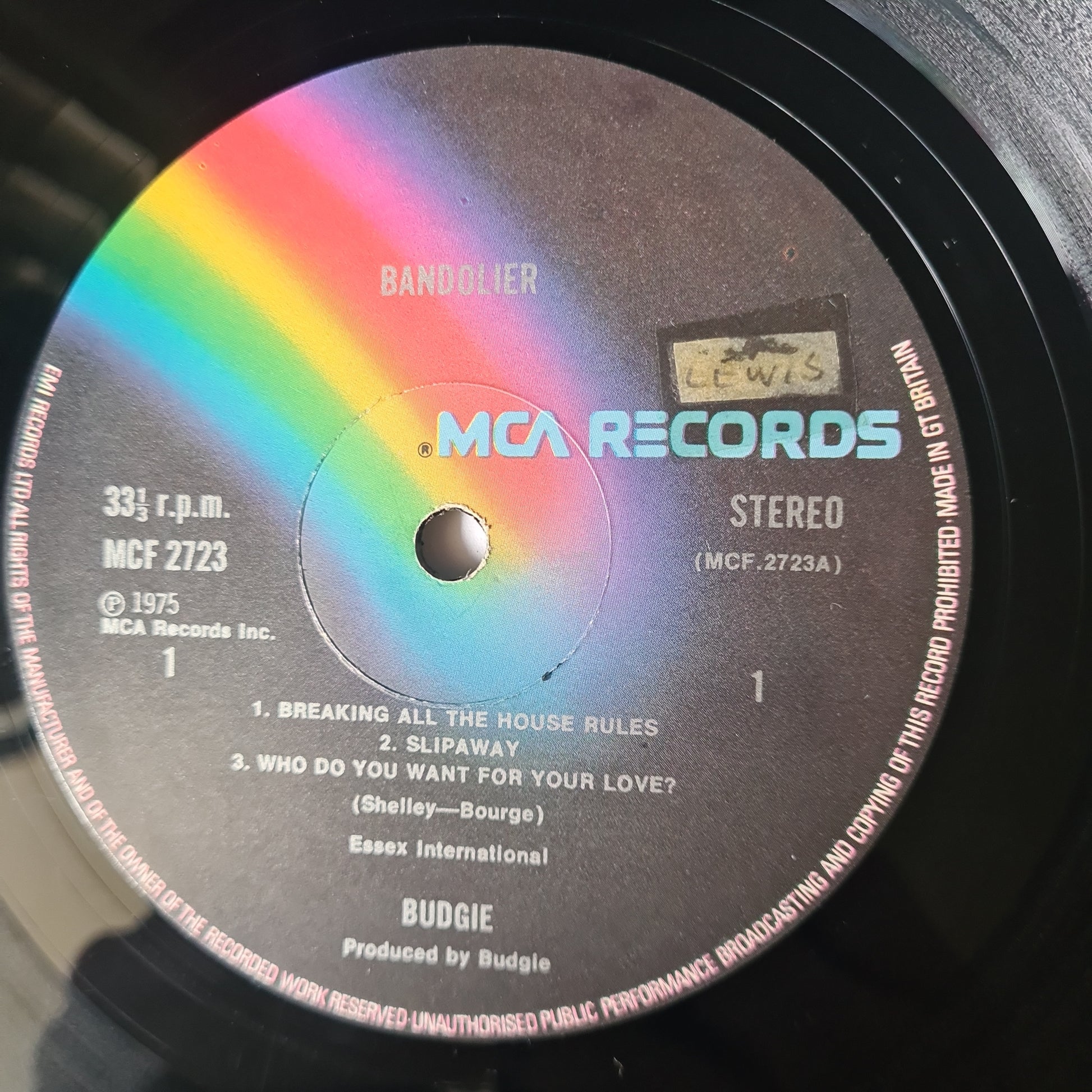 Budgie – Bandolier- 1975 (UK Pressing) - Vinyl Record LP - Sound Hound Records