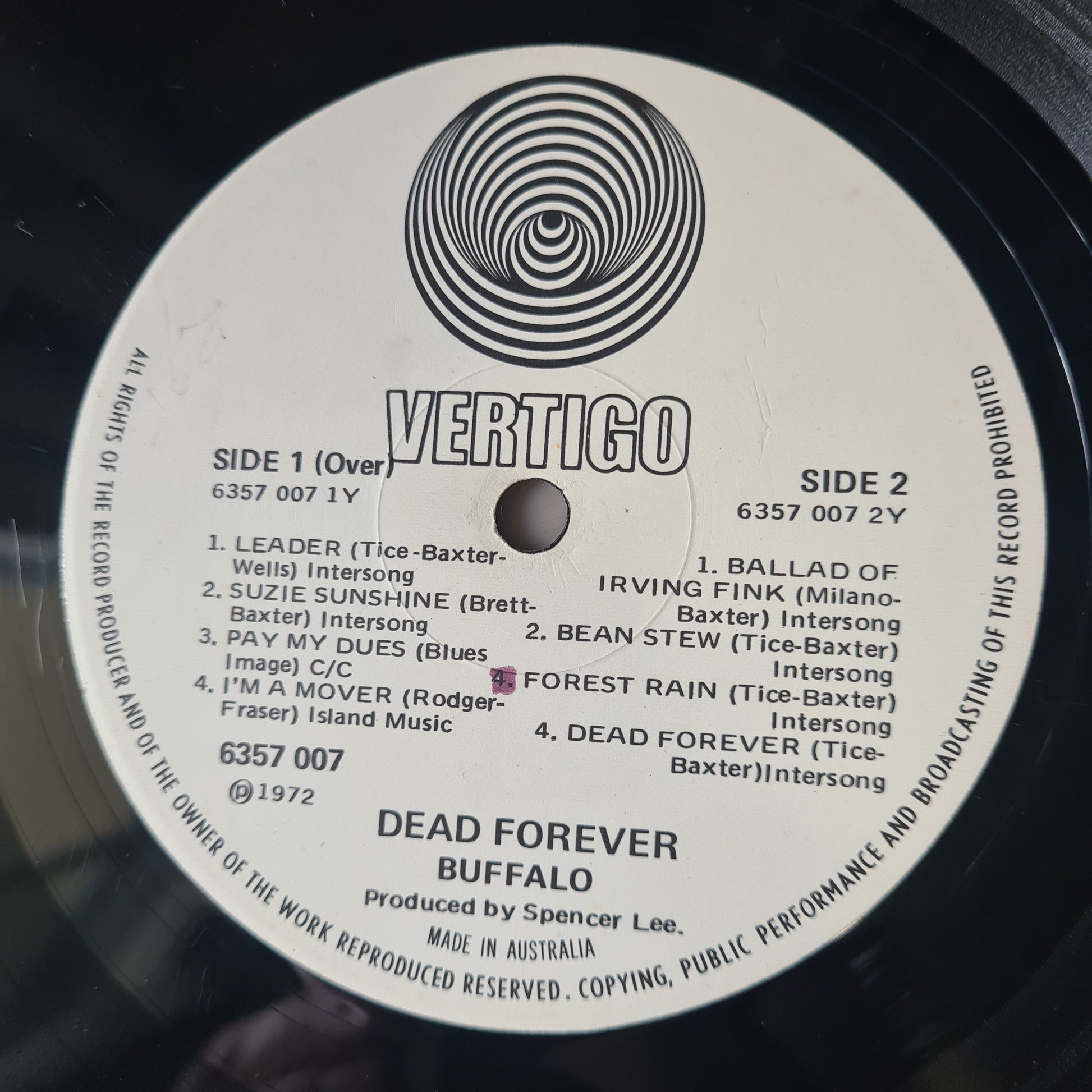 Buffalo – Dead Forever - 1972 (First Pressing, vertigo swirl label - Vinyl Record LP *RARE* - Sound Hound Records