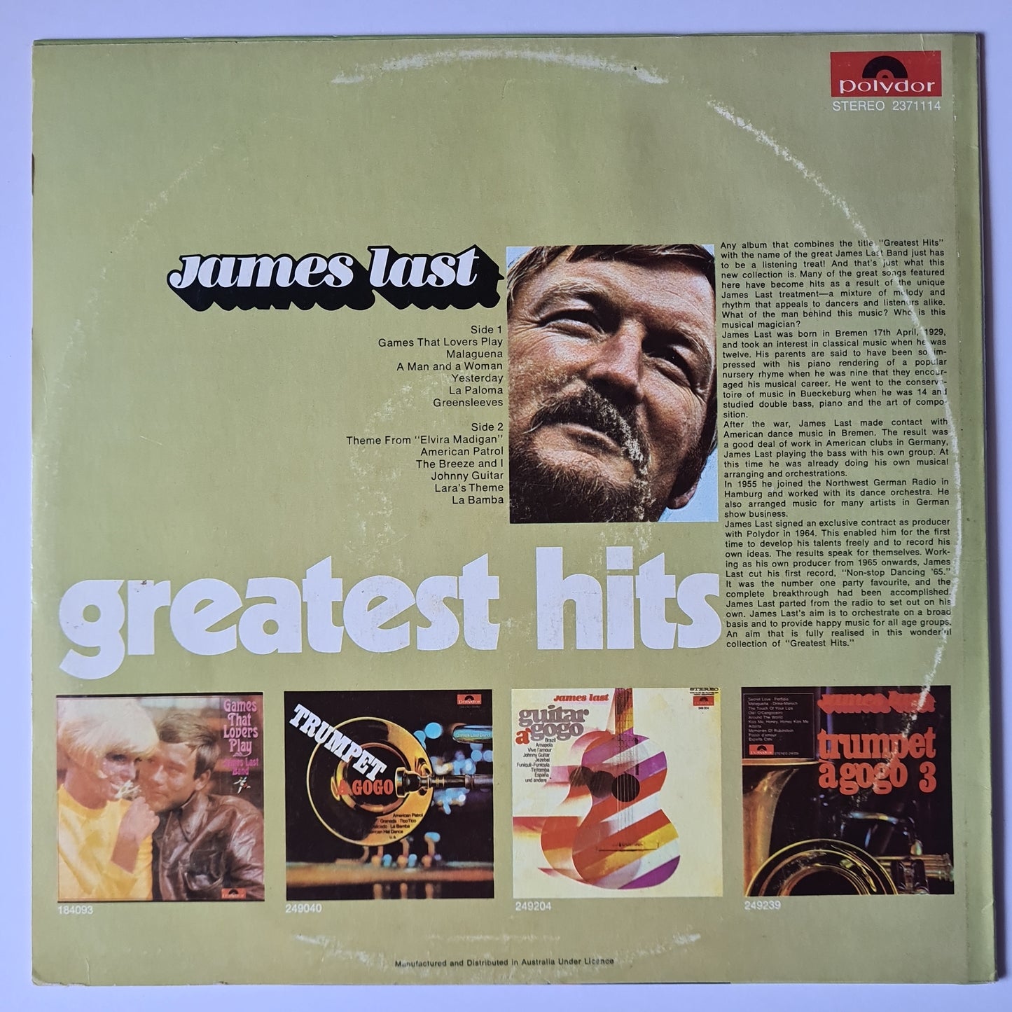CLEARANCE STOCK! - JAMES LAST - VINYL RECORD LP - Sound Hound Records