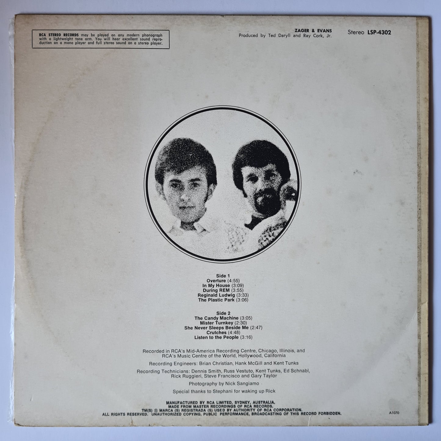 CLEARANCE STOCK! - ZAGER & EVANS - VINYL RECORD LP - Sound Hound Records