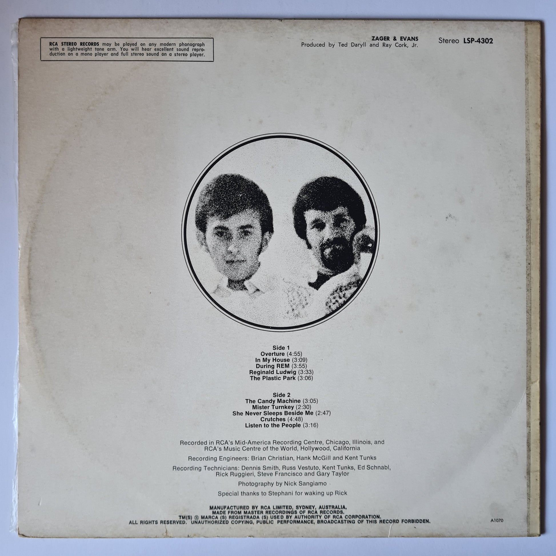 CLEARANCE STOCK! - ZAGER & EVANS - VINYL RECORD LP - Sound Hound Records