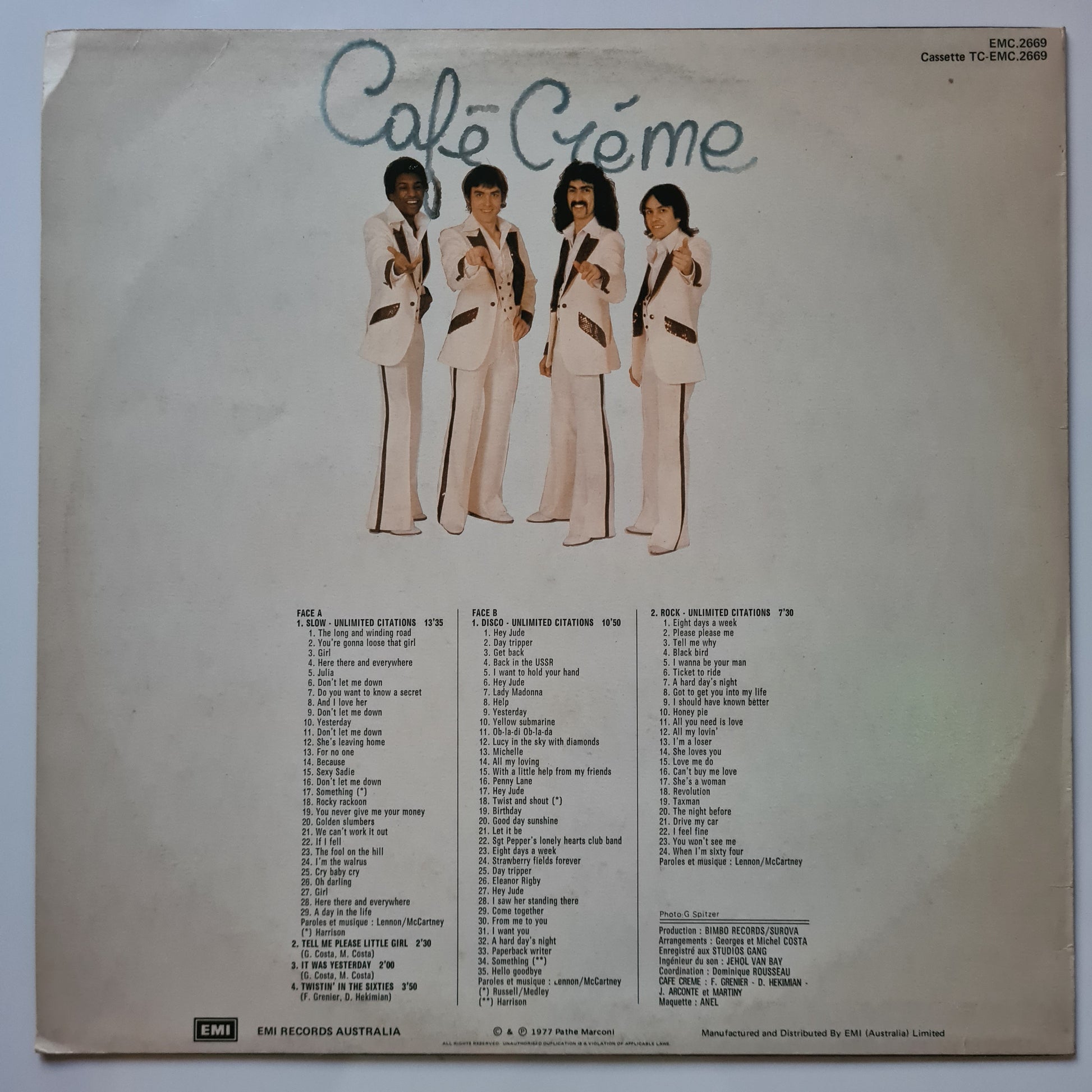 Cafe Creme – Cafe Creme (Beatles Disco Medley) - 1977 - Vinyl Record LP (Beatles Disco Medley) - Sound Hound Records