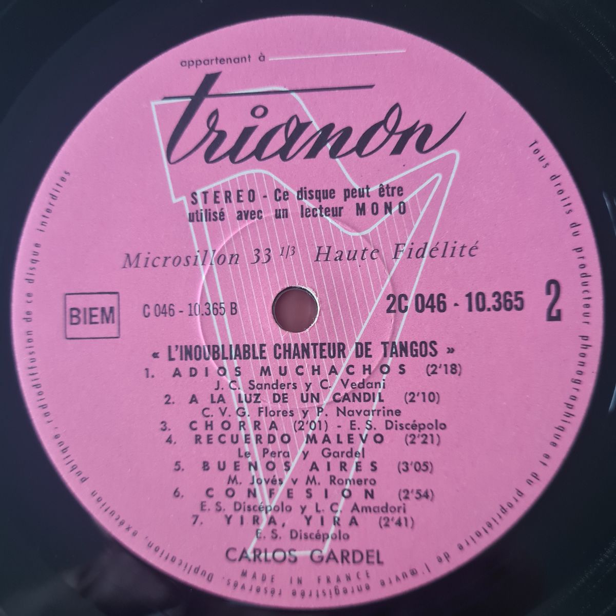 Carlos Gardel – L'Inoubliable Chanteur De Tangos - (Unknown Year- French Pressing) - Vinyl Record LP