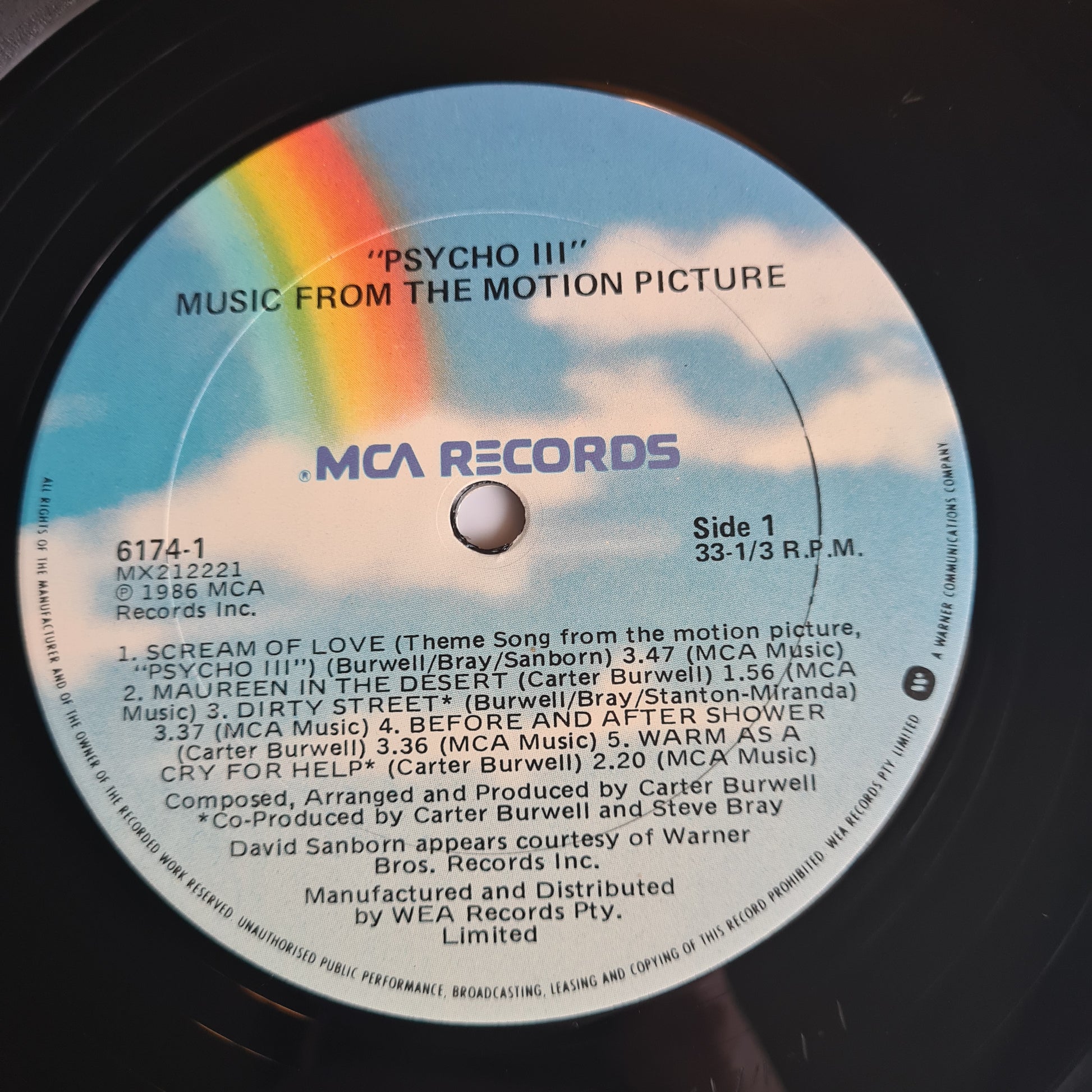 Carter Burwell – Psycho III (Music From The Motion Picture)- 1986 - Vinyl Record LP *Horror* (Copy) - Sound Hound Records