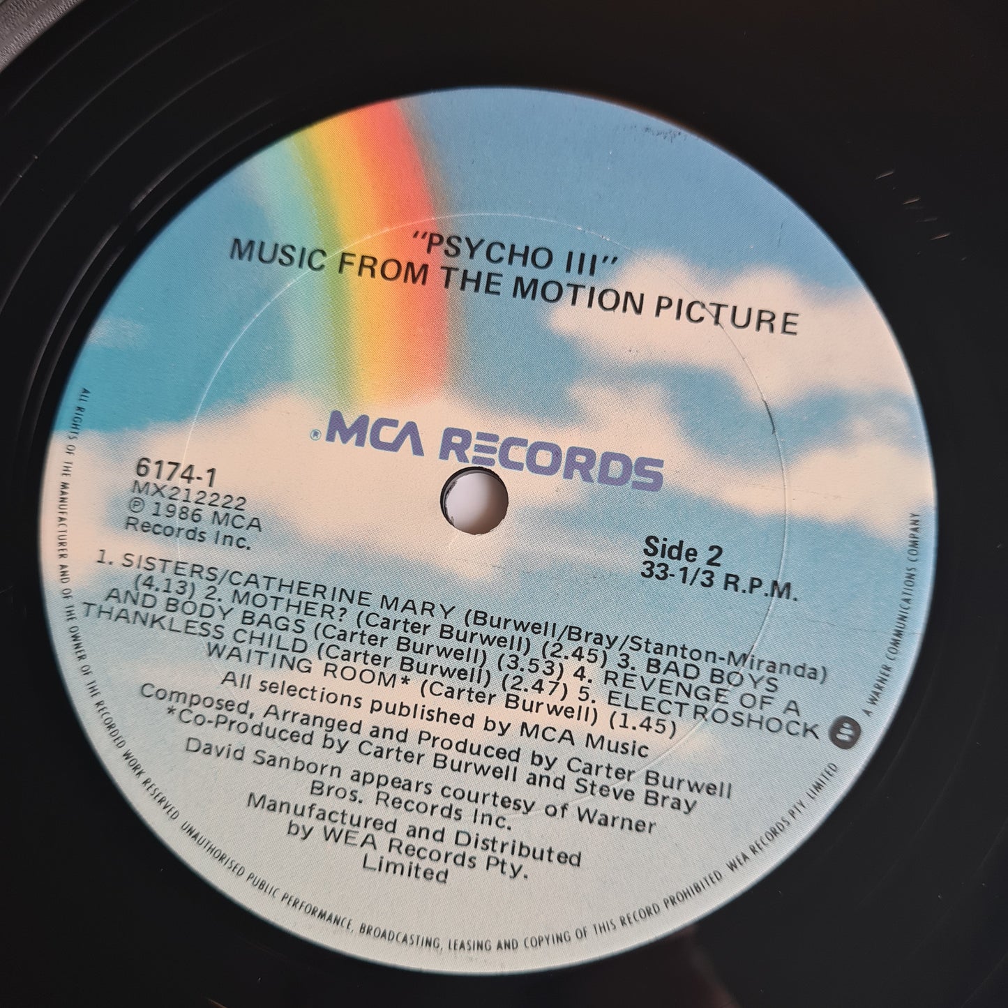 Carter Burwell – Psycho III (Music From The Motion Picture)- 1986 - Vinyl Record LP *Horror* (Copy) - Sound Hound Records