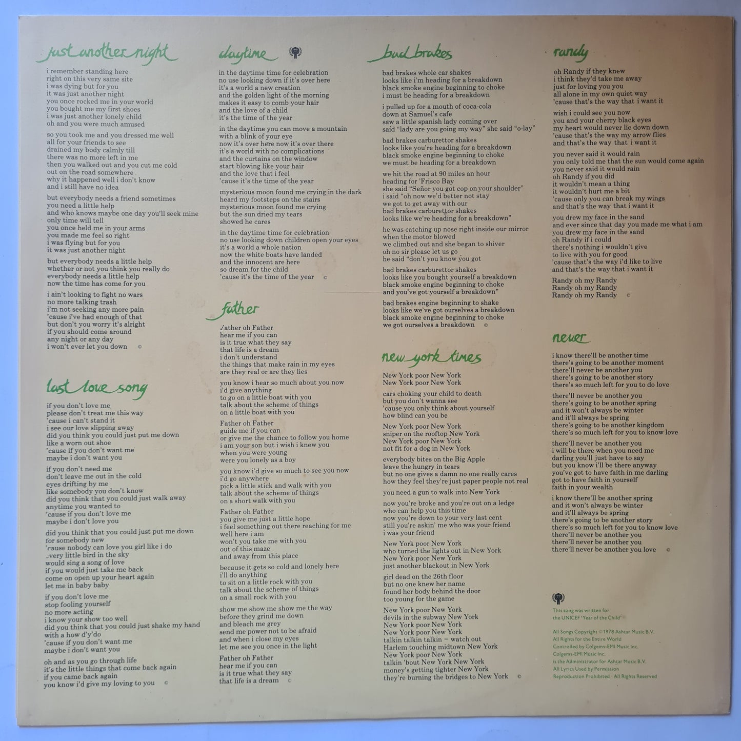 Cat Stevens – Back To Earth - 1978 - Vinyl Record LP - Sound Hound Records