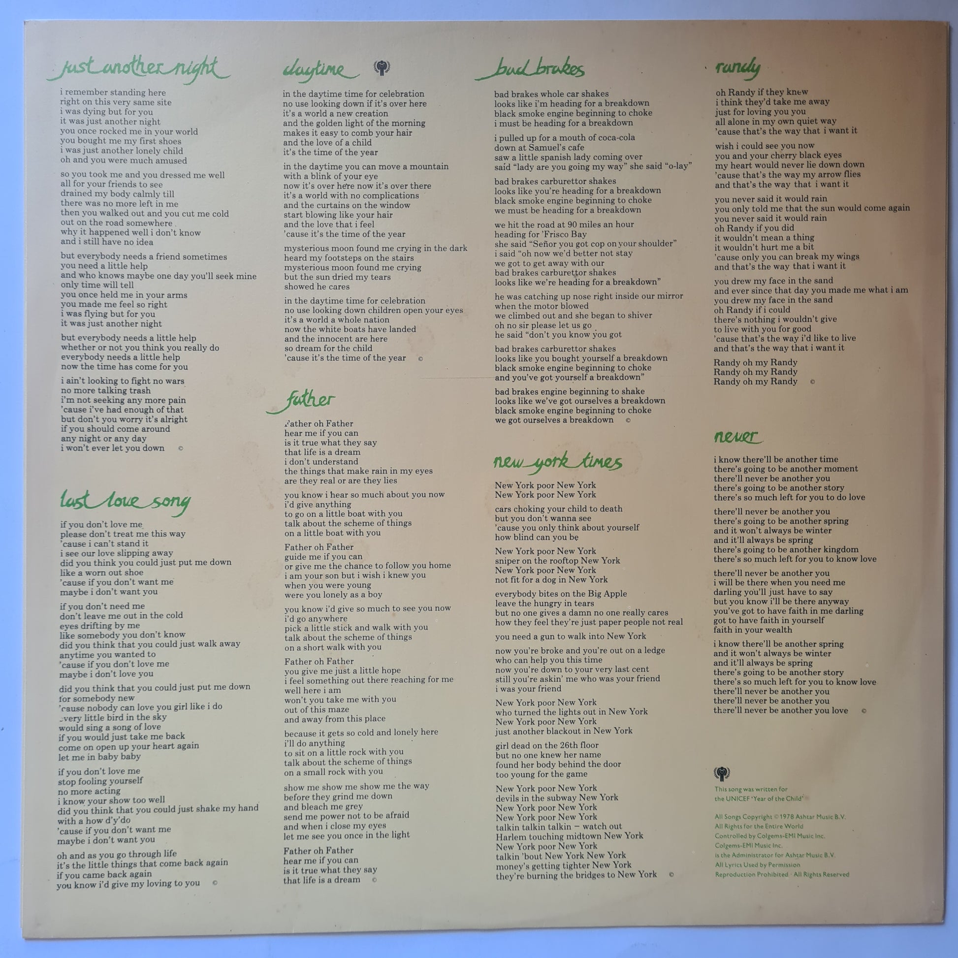 Cat Stevens – Back To Earth - 1978 - Vinyl Record LP - Sound Hound Records