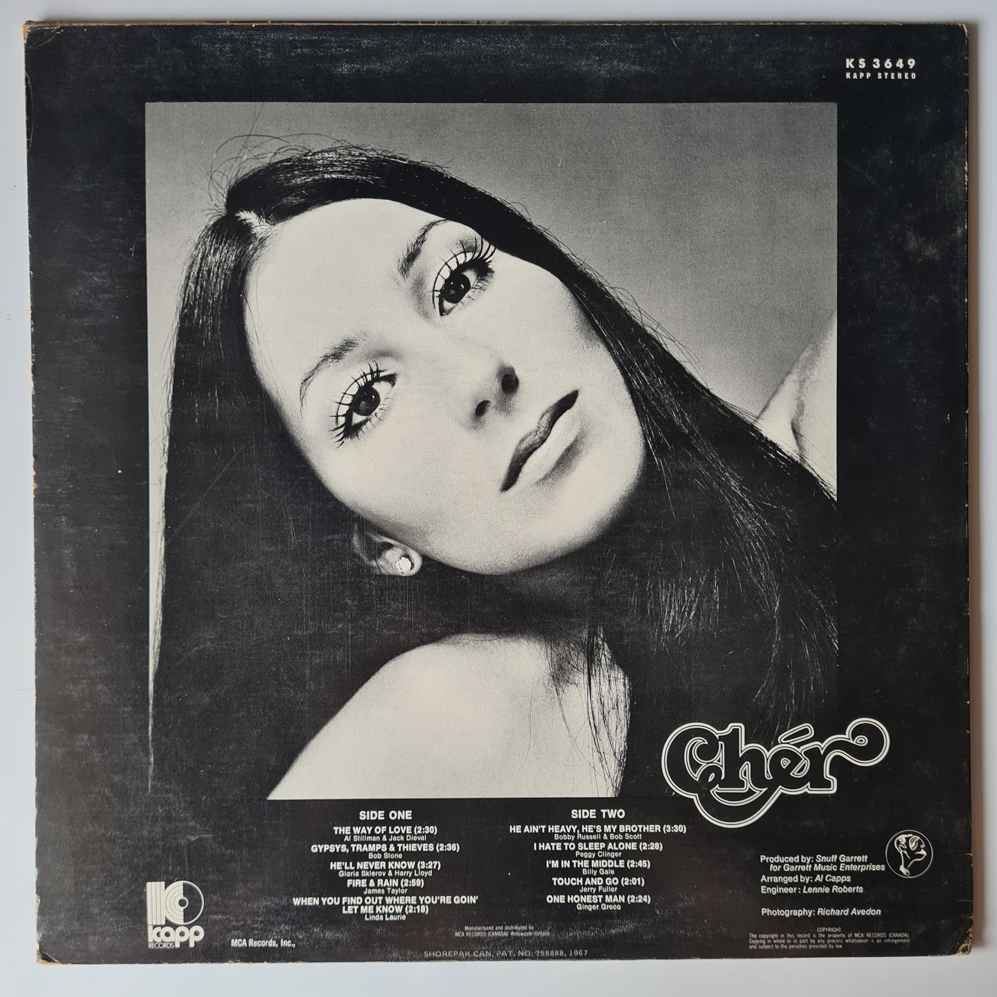 Cher – Cher: Gypsys,Tramps & Thieves - 1971 (Canadian Pressing)- Vinyl Record LP - Sound Hound Records