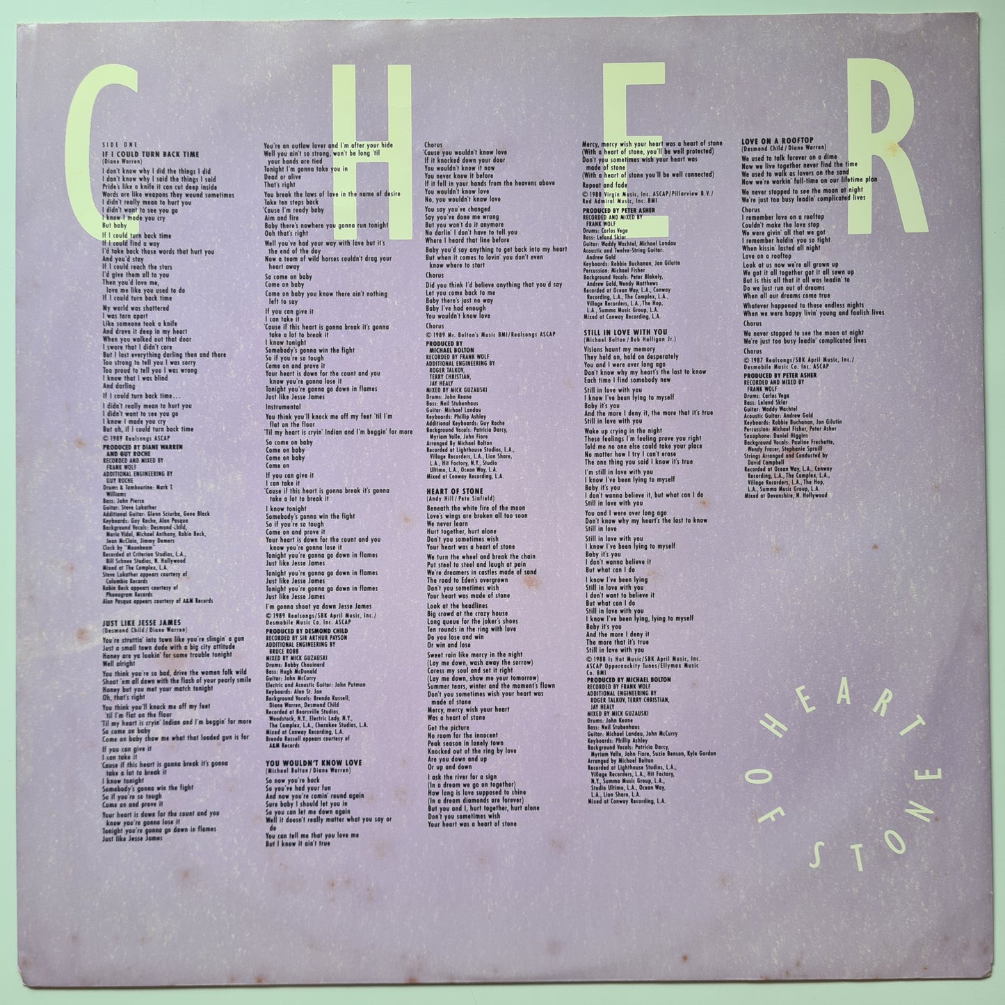 Cher – Heart Of Stone - 1989 - Vinyl Record LP - Sound Hound Records