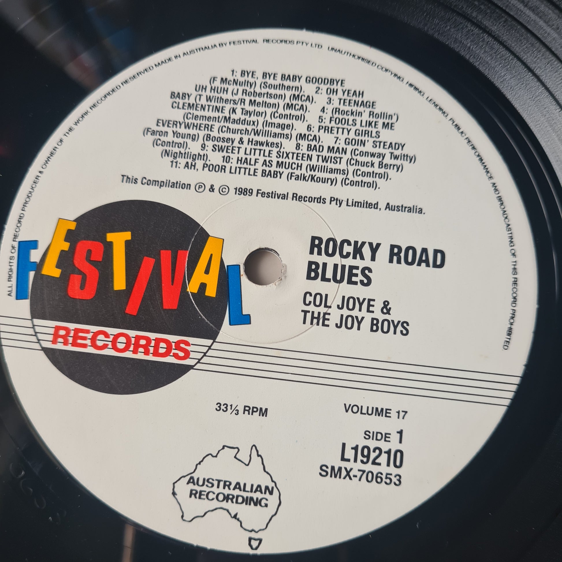 Col Joye & The Joy Boys – Rocky Road Blues: The Festival File Volume Seventeen - 1989 - Vinyl Record LP - Sound Hound Records