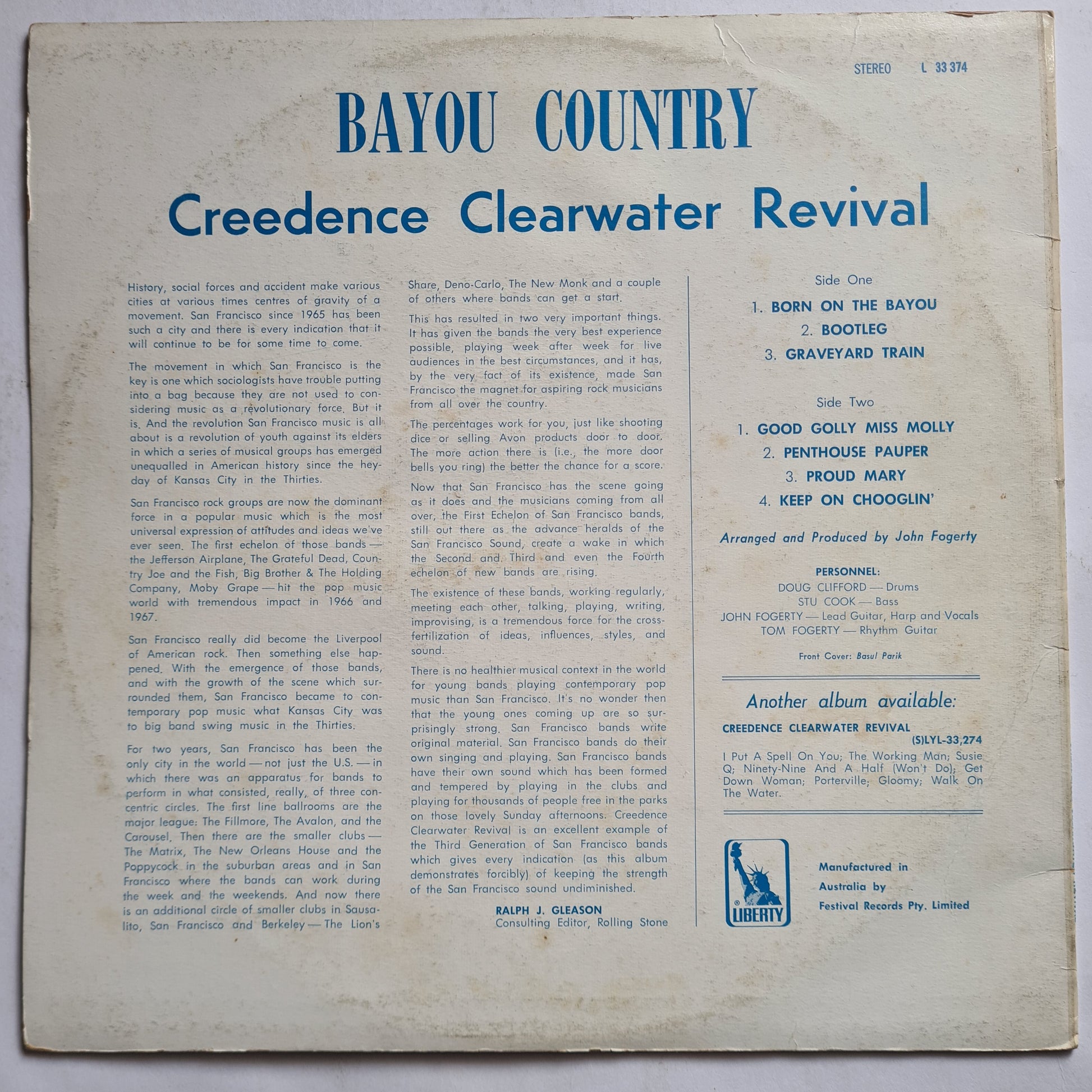 Creedence Clearwater Revival – Bayou Country - 1969 (70's Australian reissue) - Vinyl Record LP (near mint) - Sound Hound Records