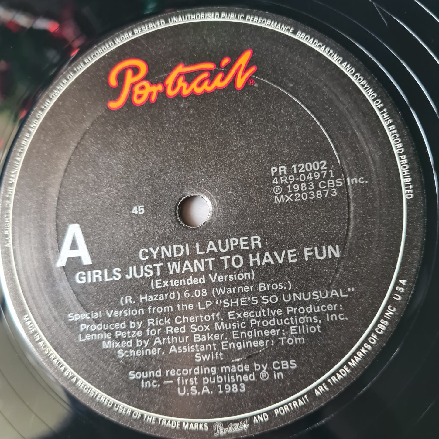 Cyndi Lauper – Girls Just Want To Have Fun (Extended Mix) - 1984 - 12inch Single Vinyl Record - Sound Hound Records