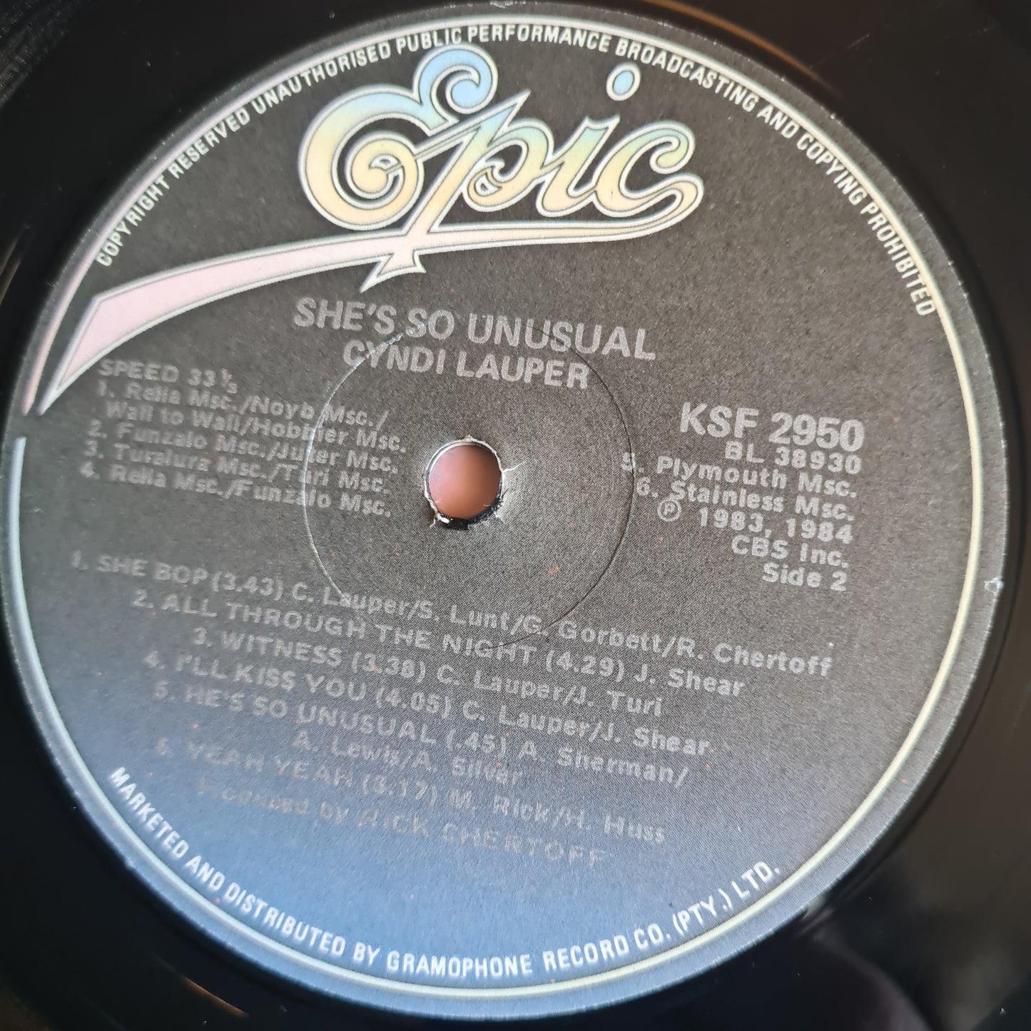 Cyndi Lauper – She's So Unusual - 1983 (South African Pressing) - Vinyl Record LP - Sound Hound Records