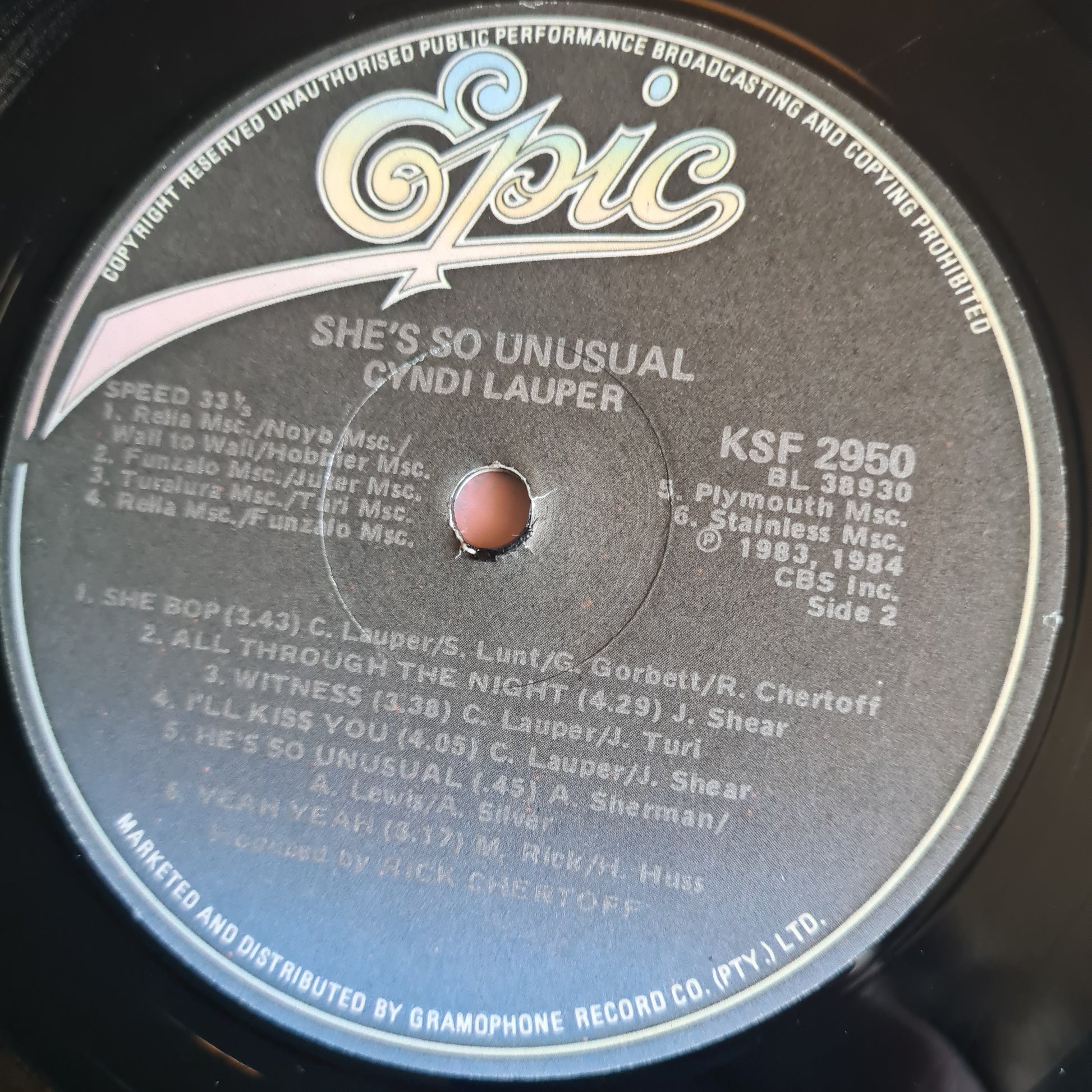 Cyndi Lauper – She's So Unusual - 1983 (South African Pressing) - Vinyl Record LP - Sound Hound Records