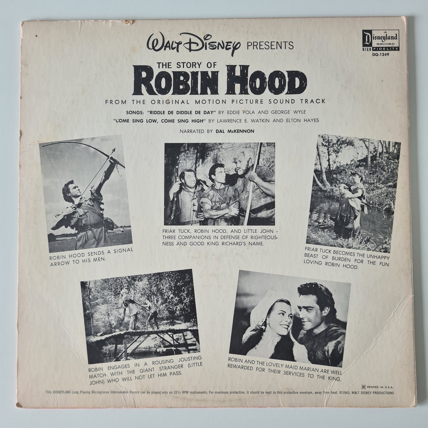 Dal McKennon – Walt Disney Presents: The Story Of Robin Hood - 1965 - Vinyl Record LP - Sound Hound Records
