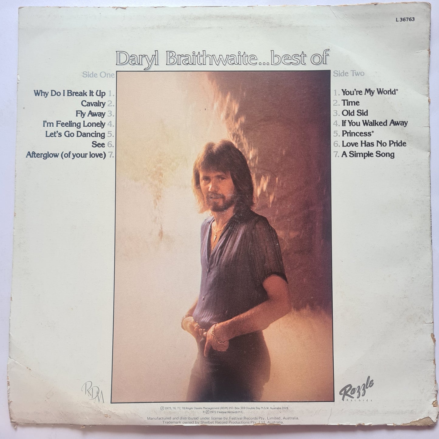 Daryl Braithwaite  – Best Of  - 1978 - Vinyl Record Lp - Sound Hound Records
