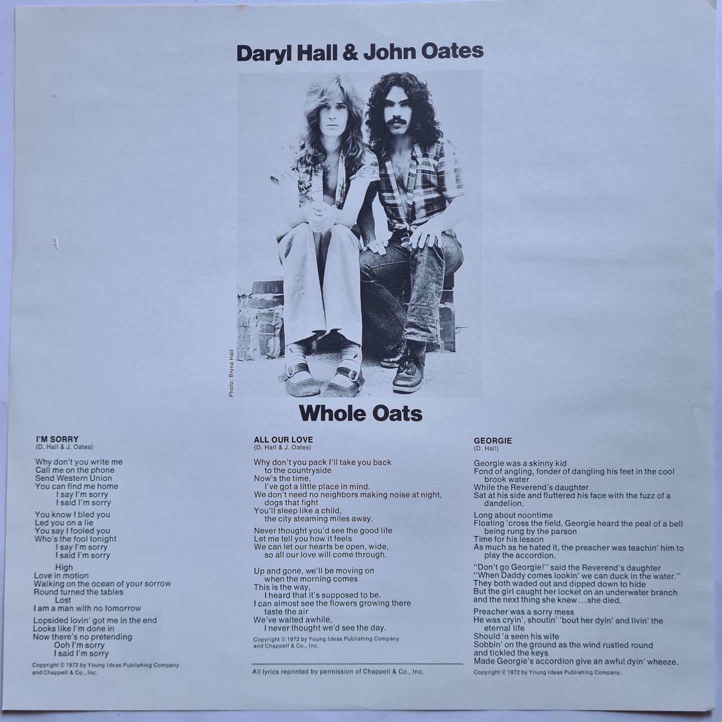 Daryl Hall & John Oates – Whole Oats - 1972 - Vinyl Record LP - Sound Hound Records