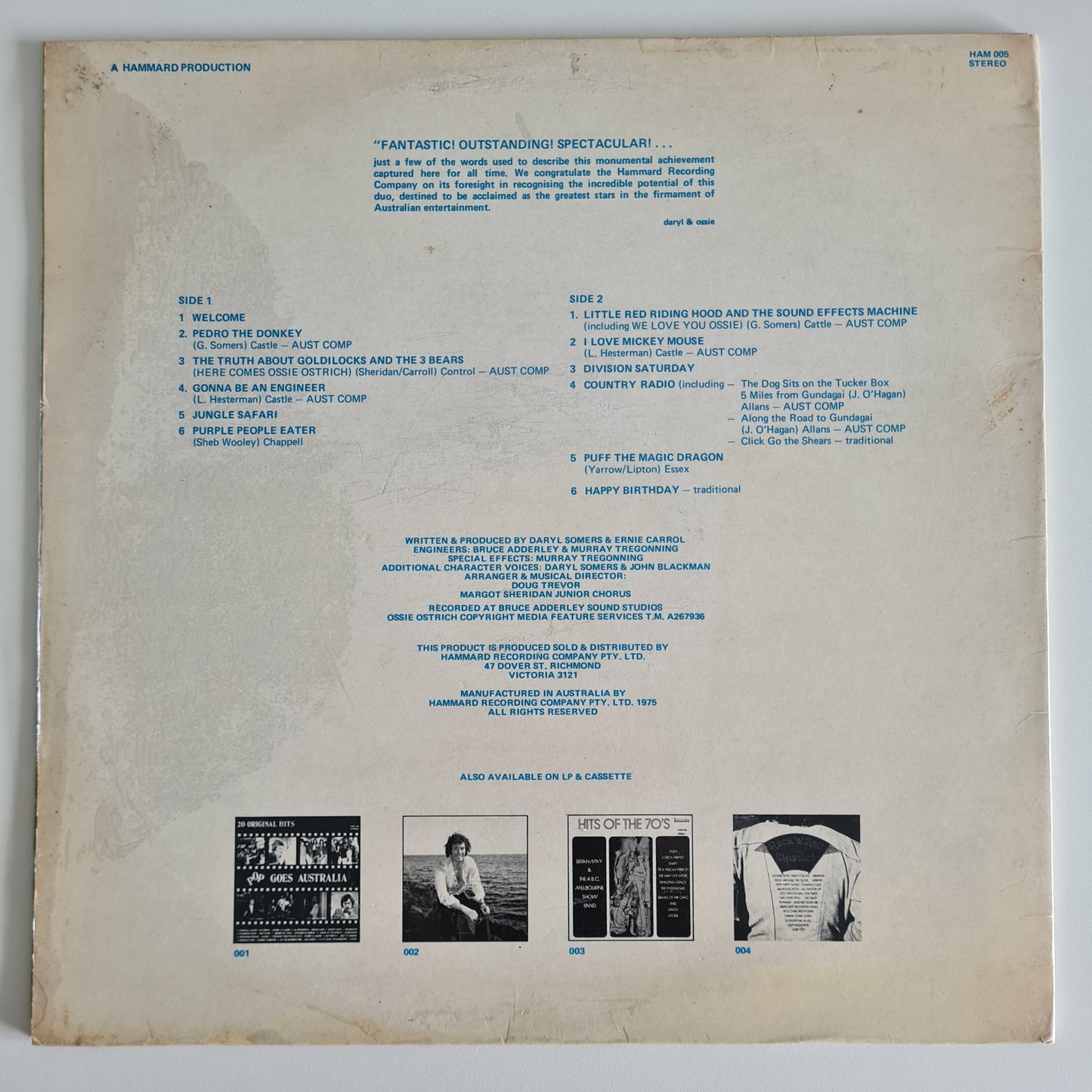 Daryl & Ossie – Hey! Hey! It's Daryl & Ossie (Saturday)- 1975 - Vinyl Record LP - Sound Hound Records