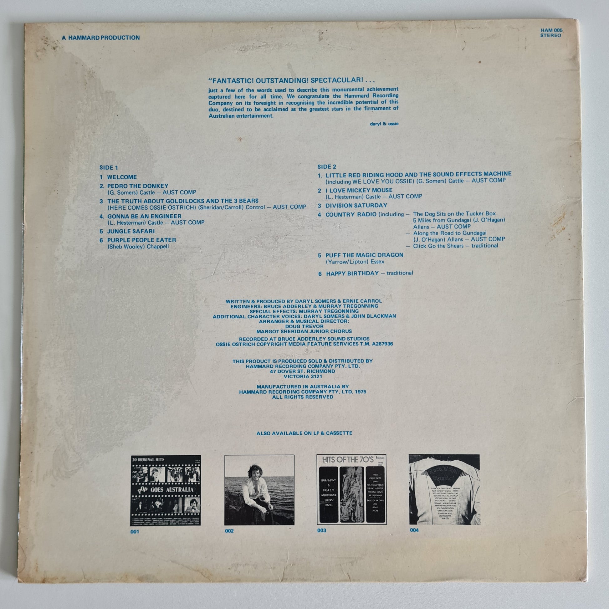 Daryl & Ossie – Hey! Hey! It's Daryl & Ossie (Saturday)- 1975 - Vinyl Record LP - Sound Hound Records