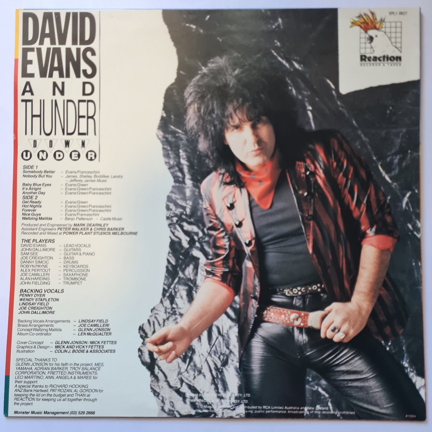 David Evans And Thunder Down Under (AC/DC Related) – David Evans And Thunder Down Under - 1986 - Vinyl Record LP - Sound Hound Records