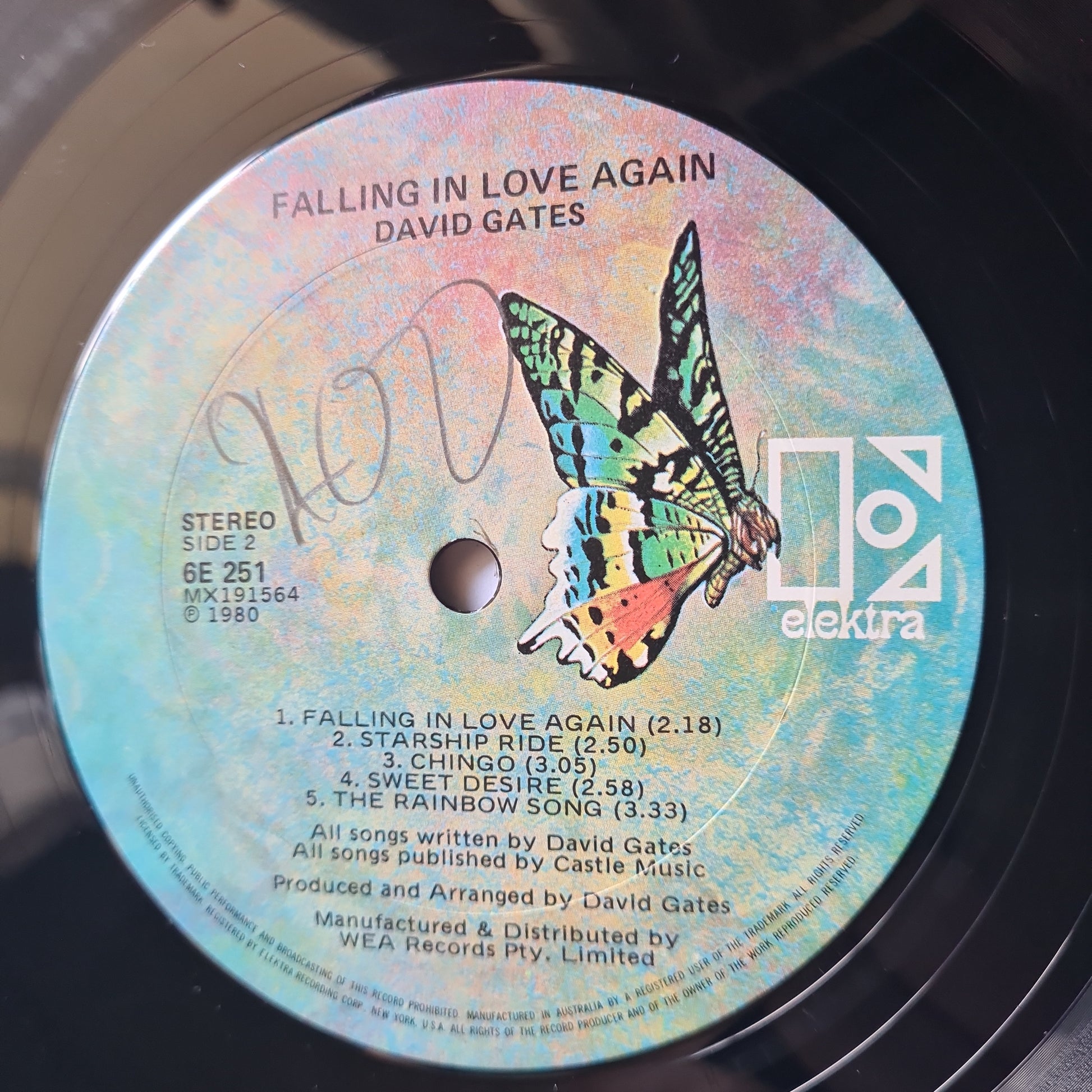 David Gates (Bread) – Falling In Love Again - 1980 - Vinyl Record LP - Sound Hound Records