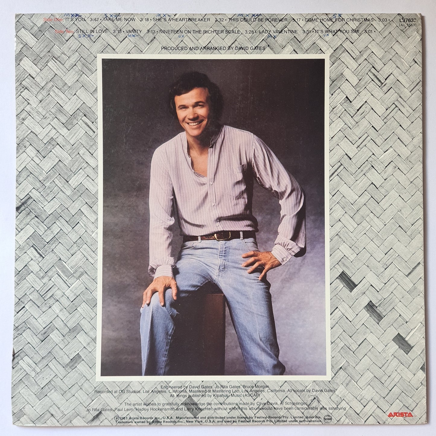 David Gates (Bread) – Take Me Now - 1981 - Vinyl Record LP - Sound Hound Records