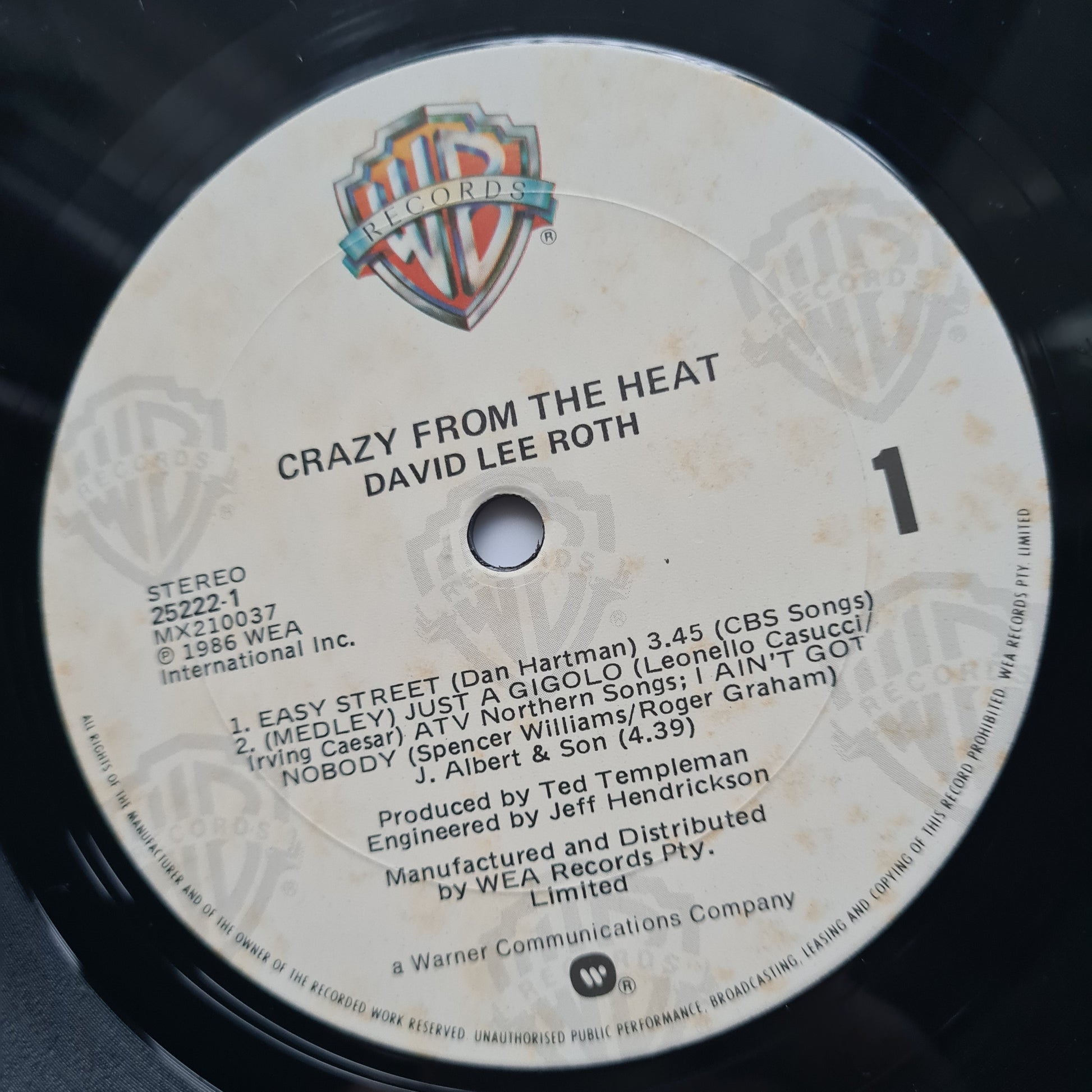 David Lee Roth (Van Halen) – Crazy From The Heat: 4 Cut EP - 1985 - Vinyl Record EP - Sound Hound Records