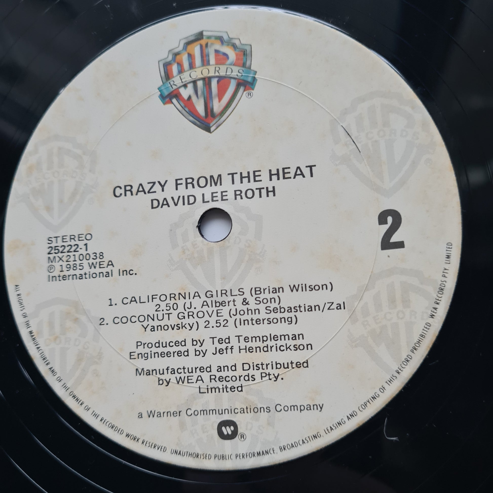 David Lee Roth (Van Halen) – Crazy From The Heat: 4 Cut EP - 1985 - Vinyl Record EP - Sound Hound Records