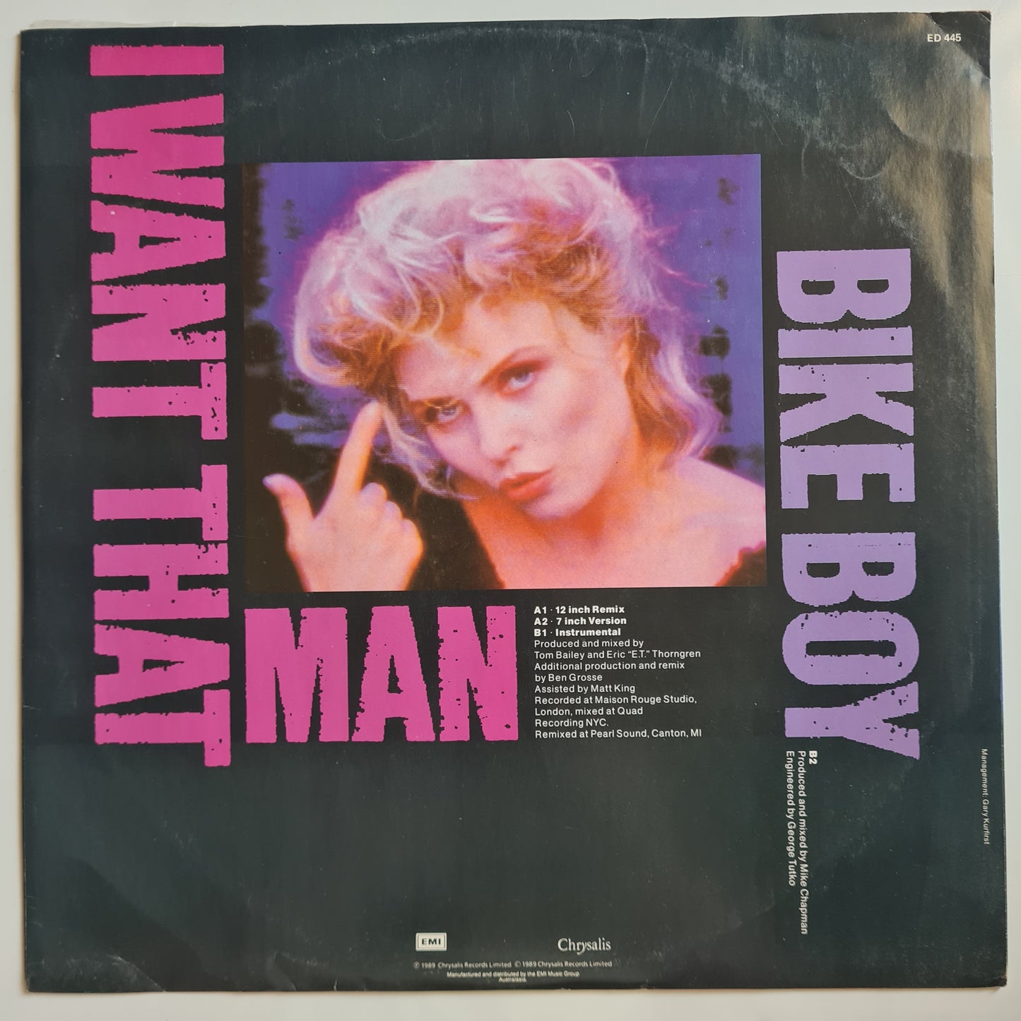 Deborah Harry (Blondie) – I Want That Man - 1989 - Vinyl Record 12" Single - Sound Hound Records